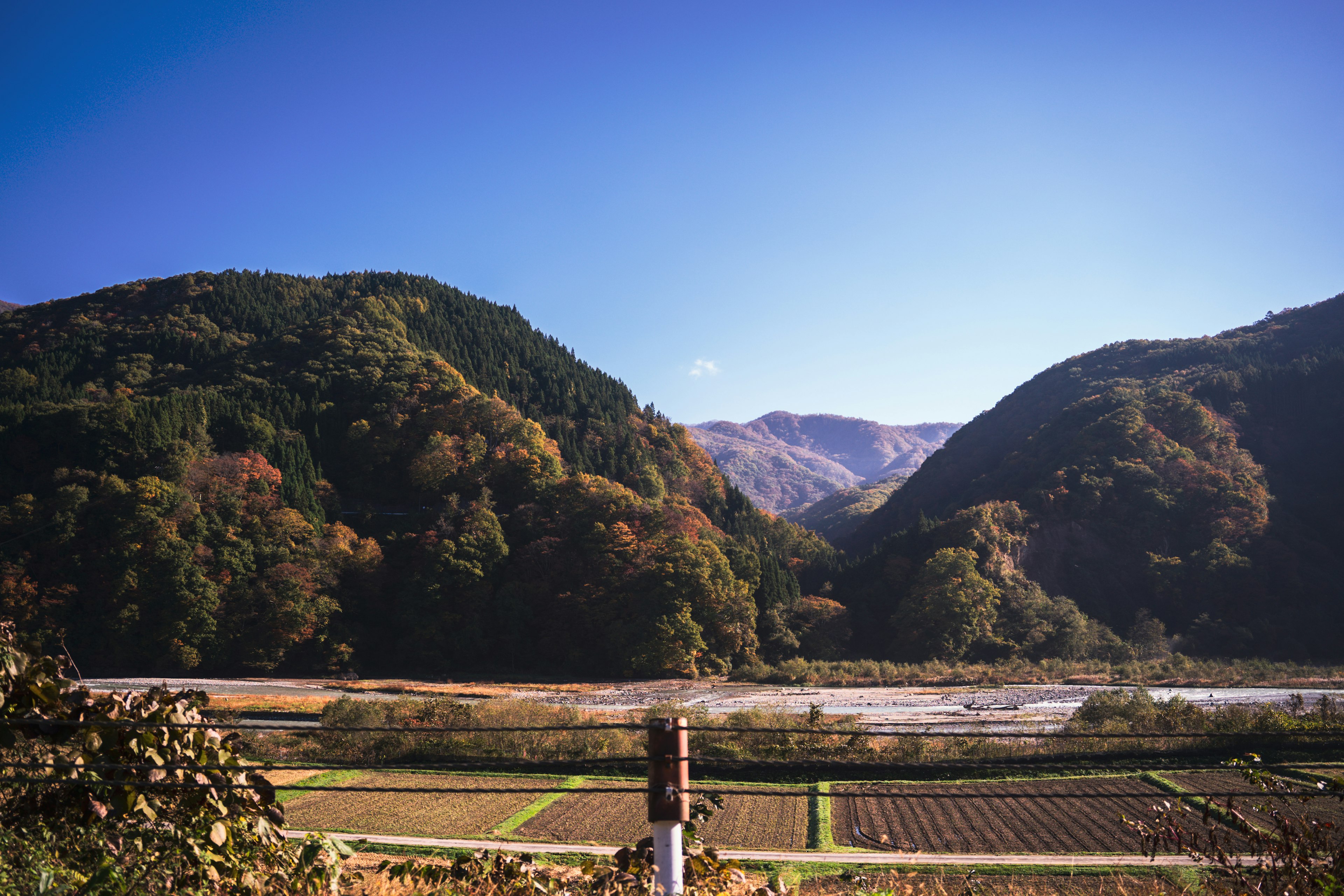 美しい山々と穏やかな川が広がる風景