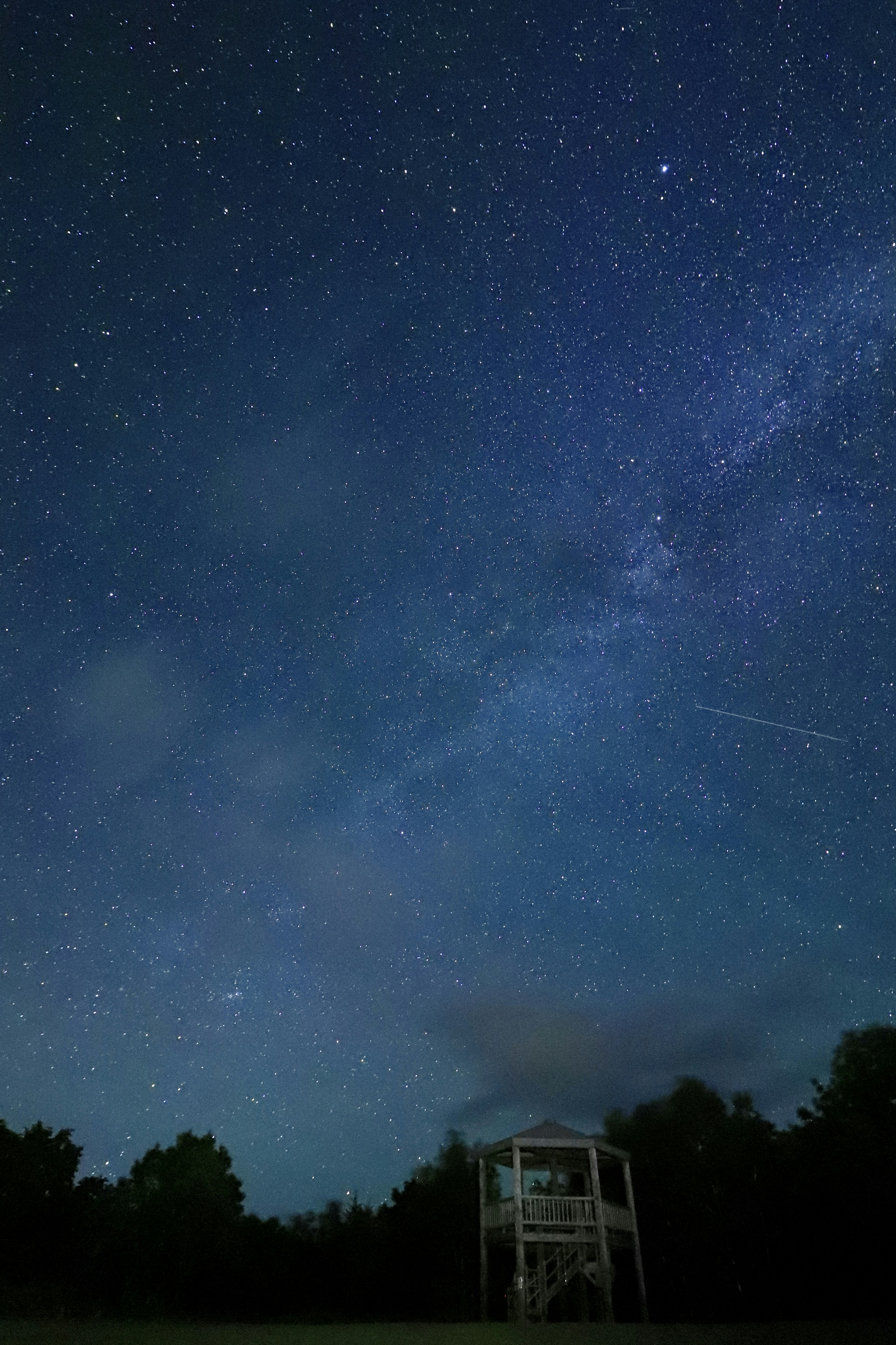 Un bellissimo paesaggio notturno con un cielo stellato e la Via Lattea