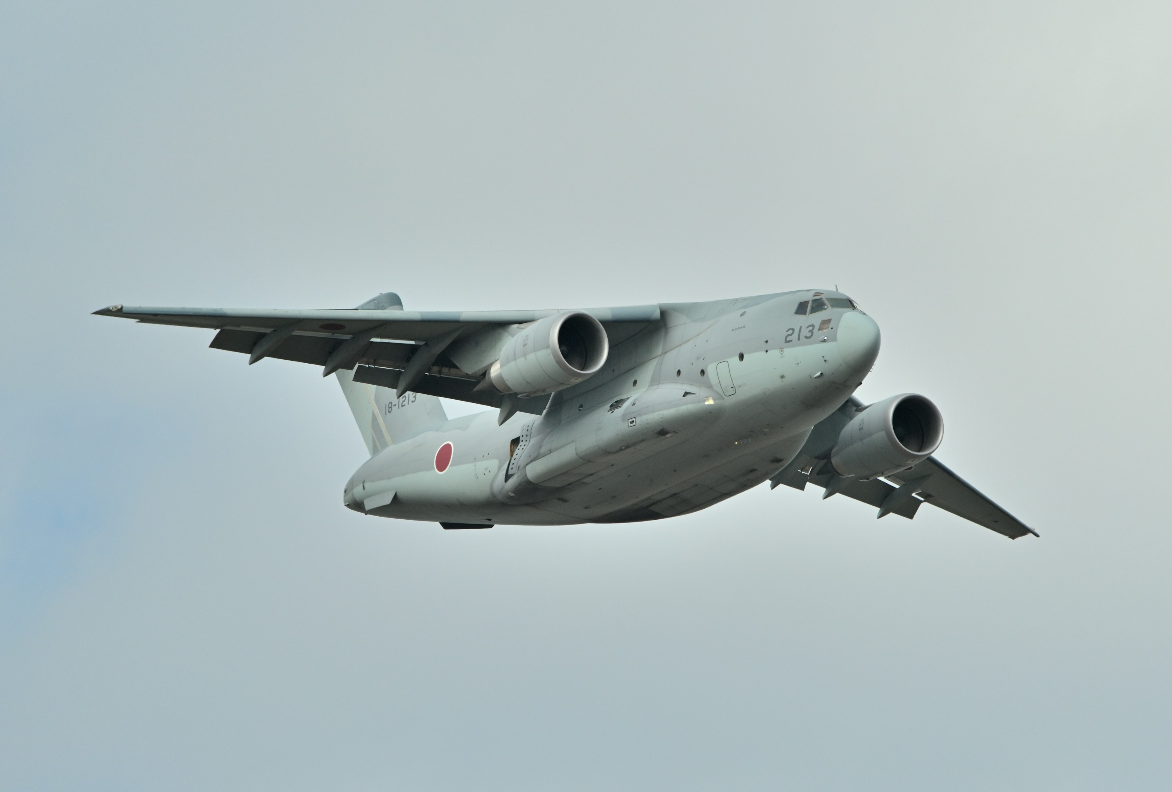 Ein großes Passagierflugzeug, das am Himmel fliegt