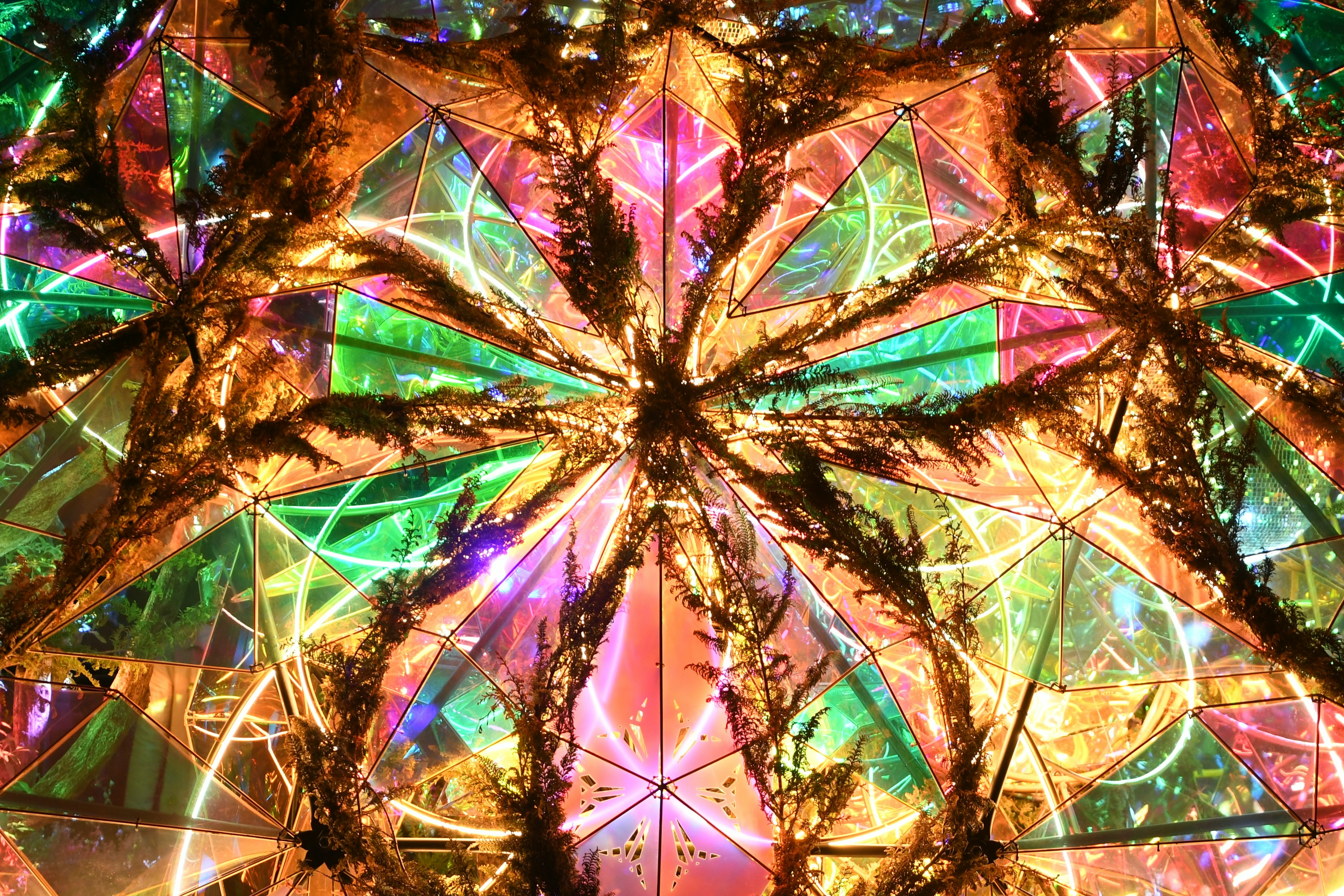 Beautiful kaleidoscope design with colorful light reflections