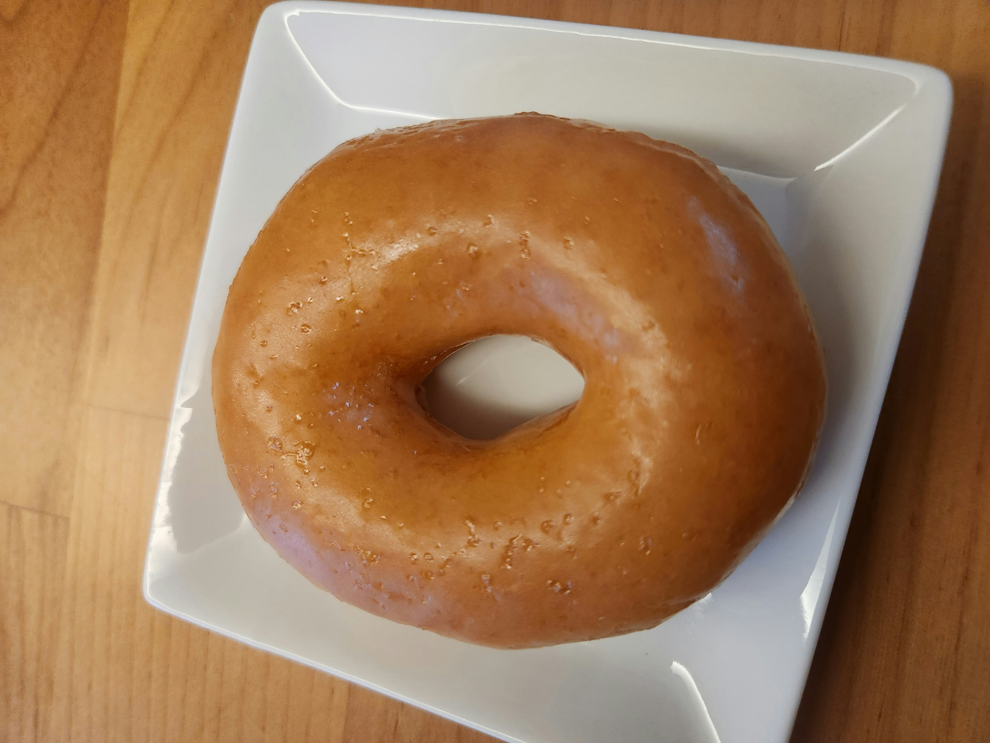 Freshly baked bagel on a white plate