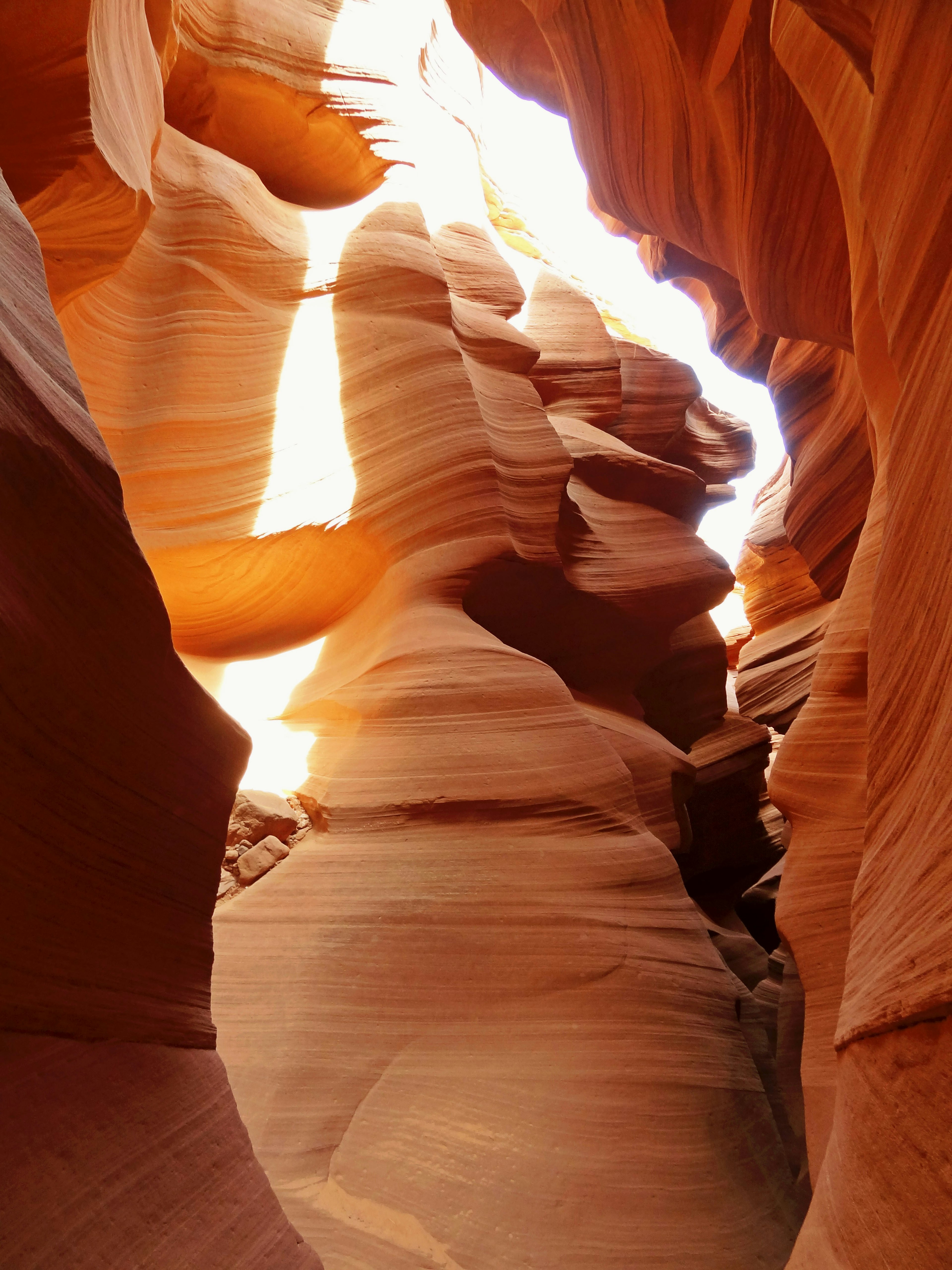 Interior of Antelope Canyon showcasing beautiful rock formations and light effects