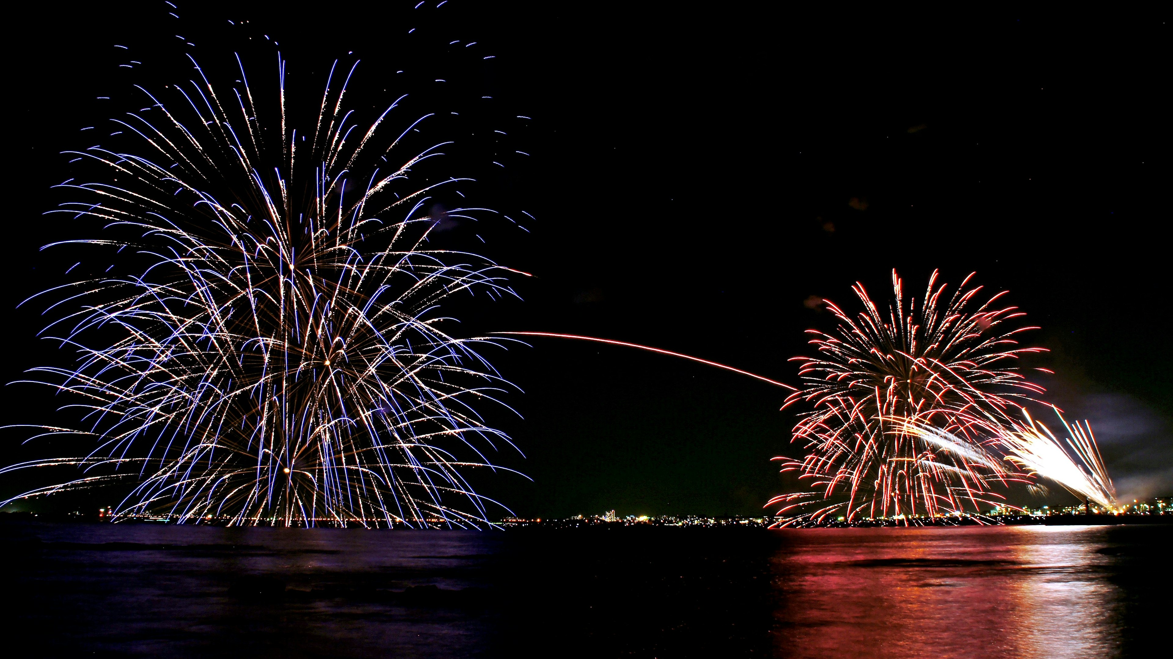 夜空に広がる花火の美しいショー