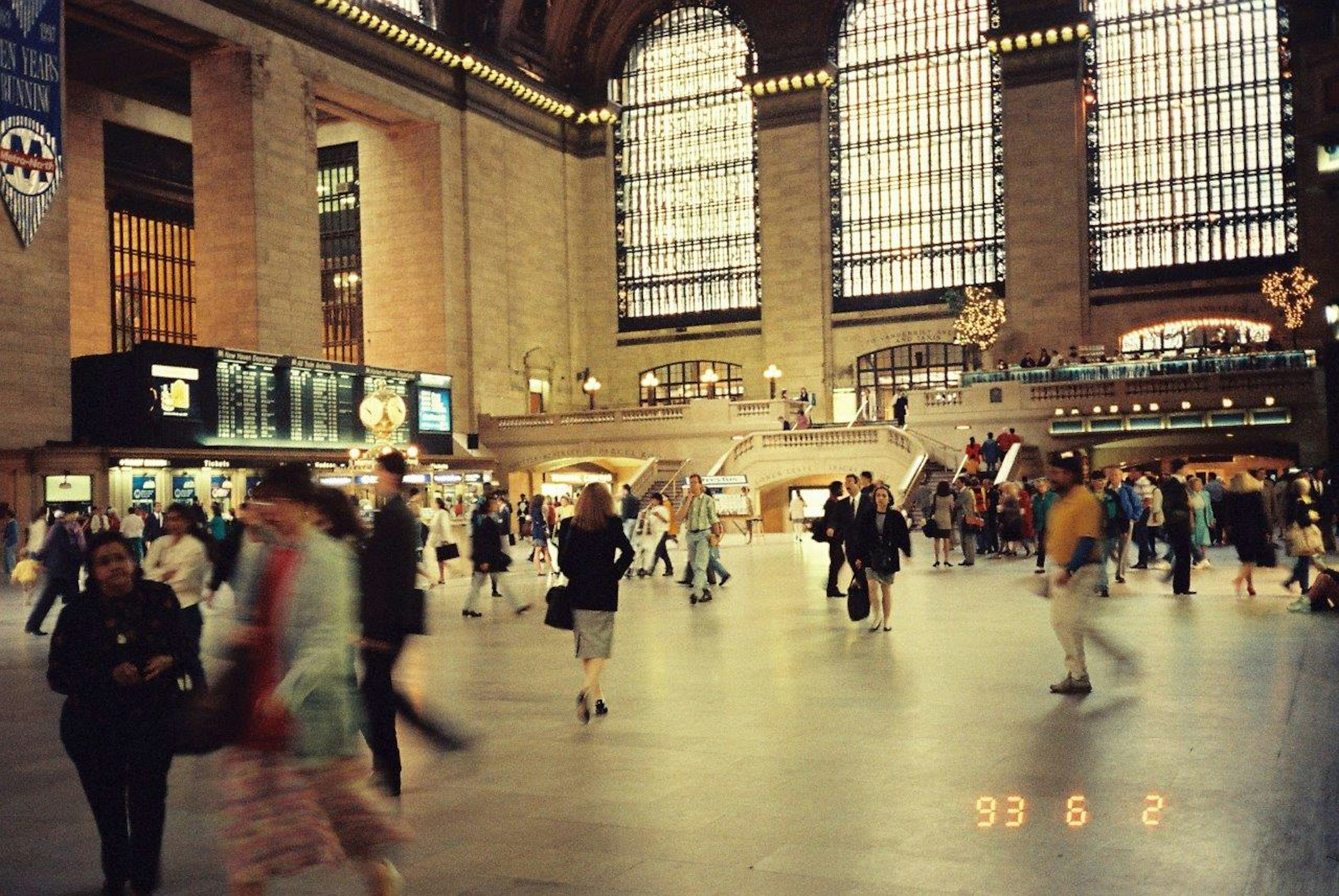 Busy interior of Grand Central Station with many people walking