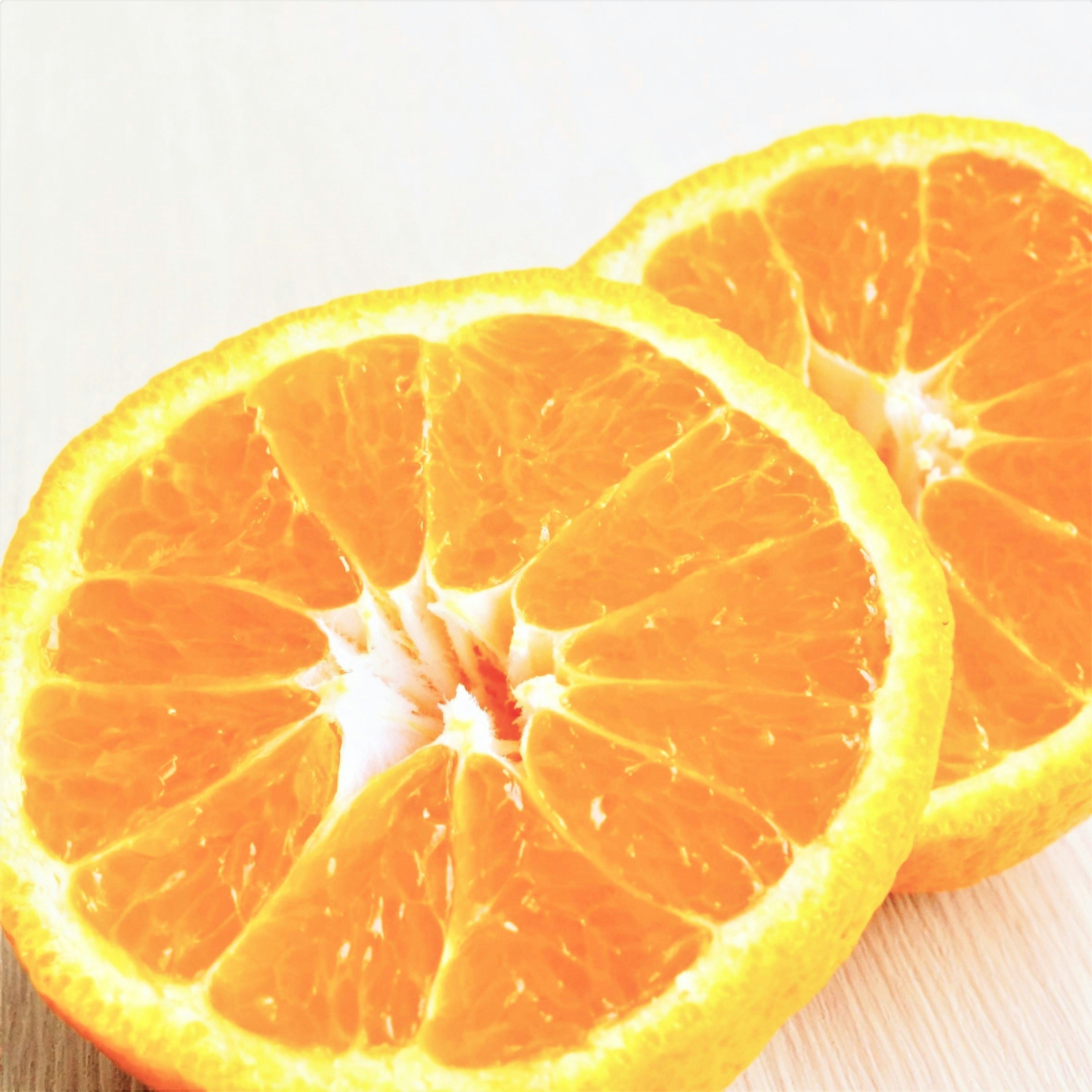 Close-up of vibrant orange citrus fruit slices