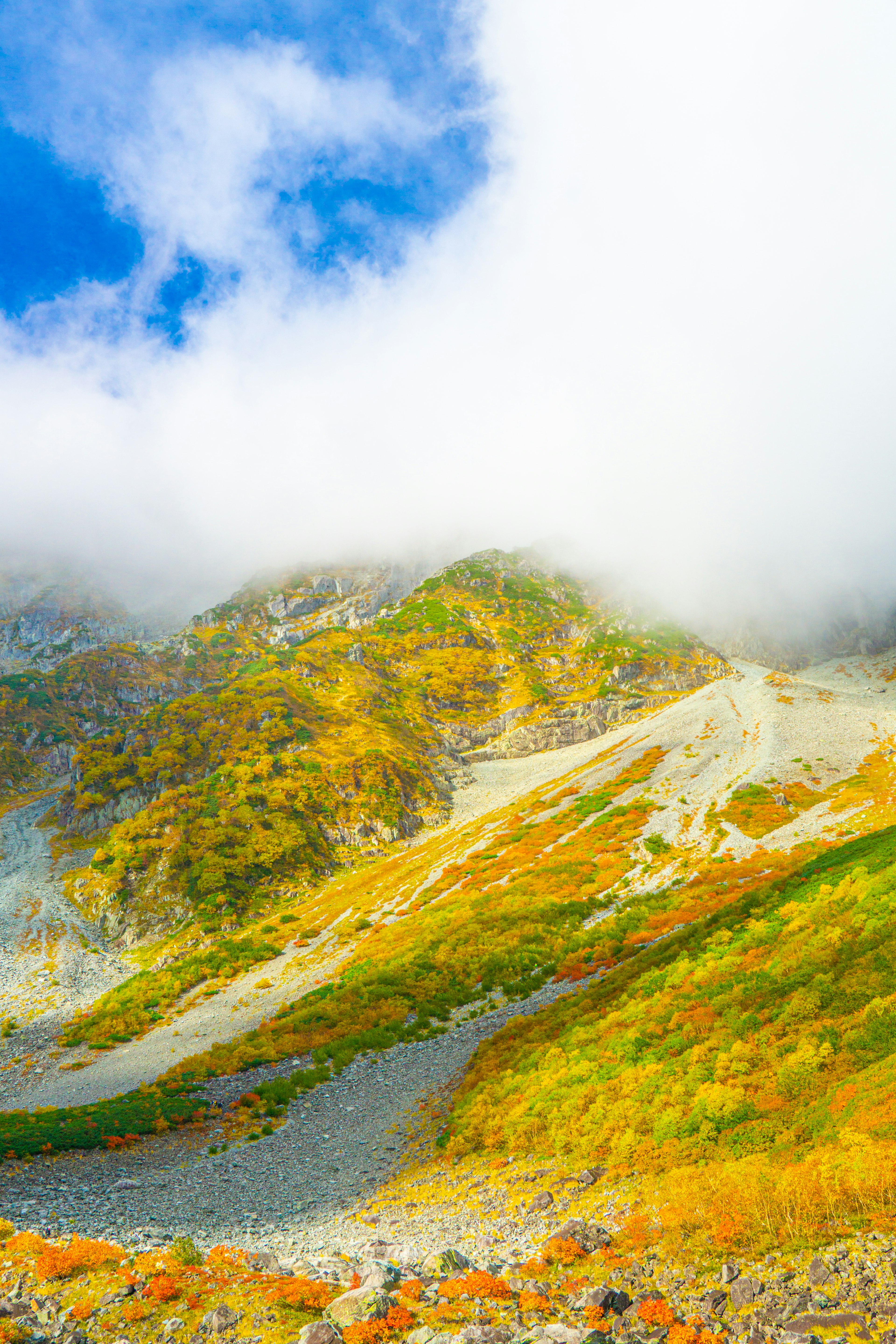 Lebendige Herbstlandschaft mit Bergen und Wolken