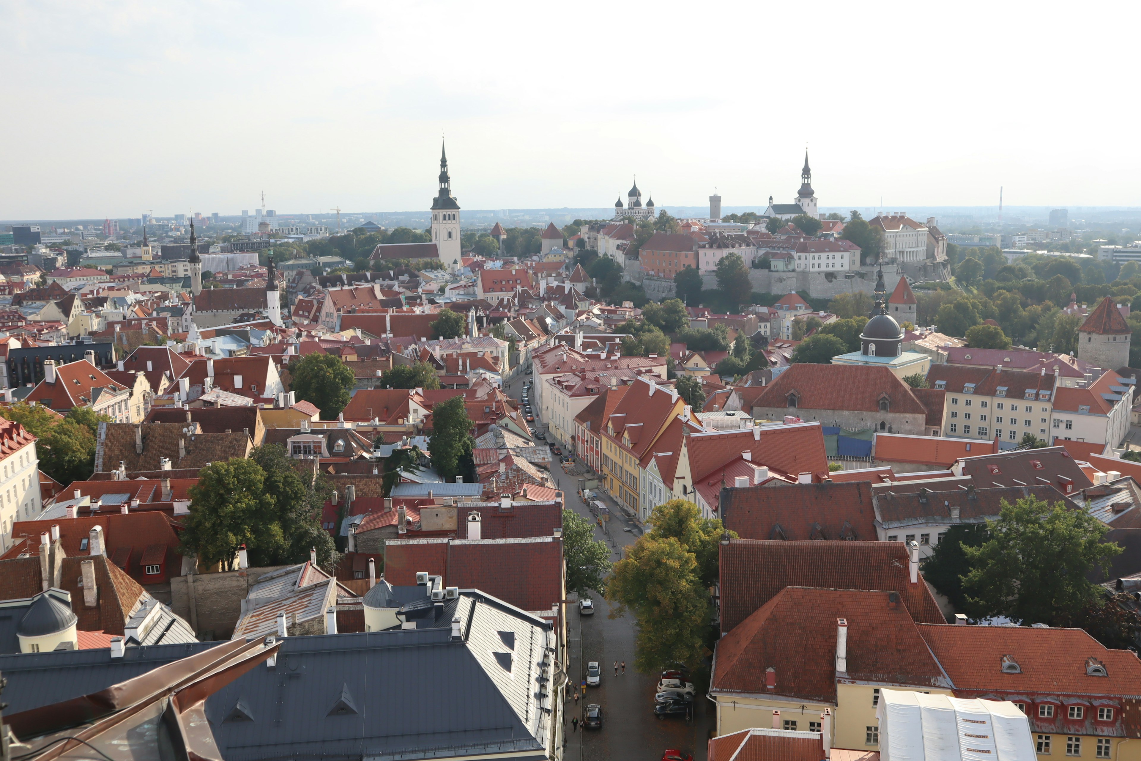 Vista spettacolare della città vecchia di Tallinn con tetti rossi e torri