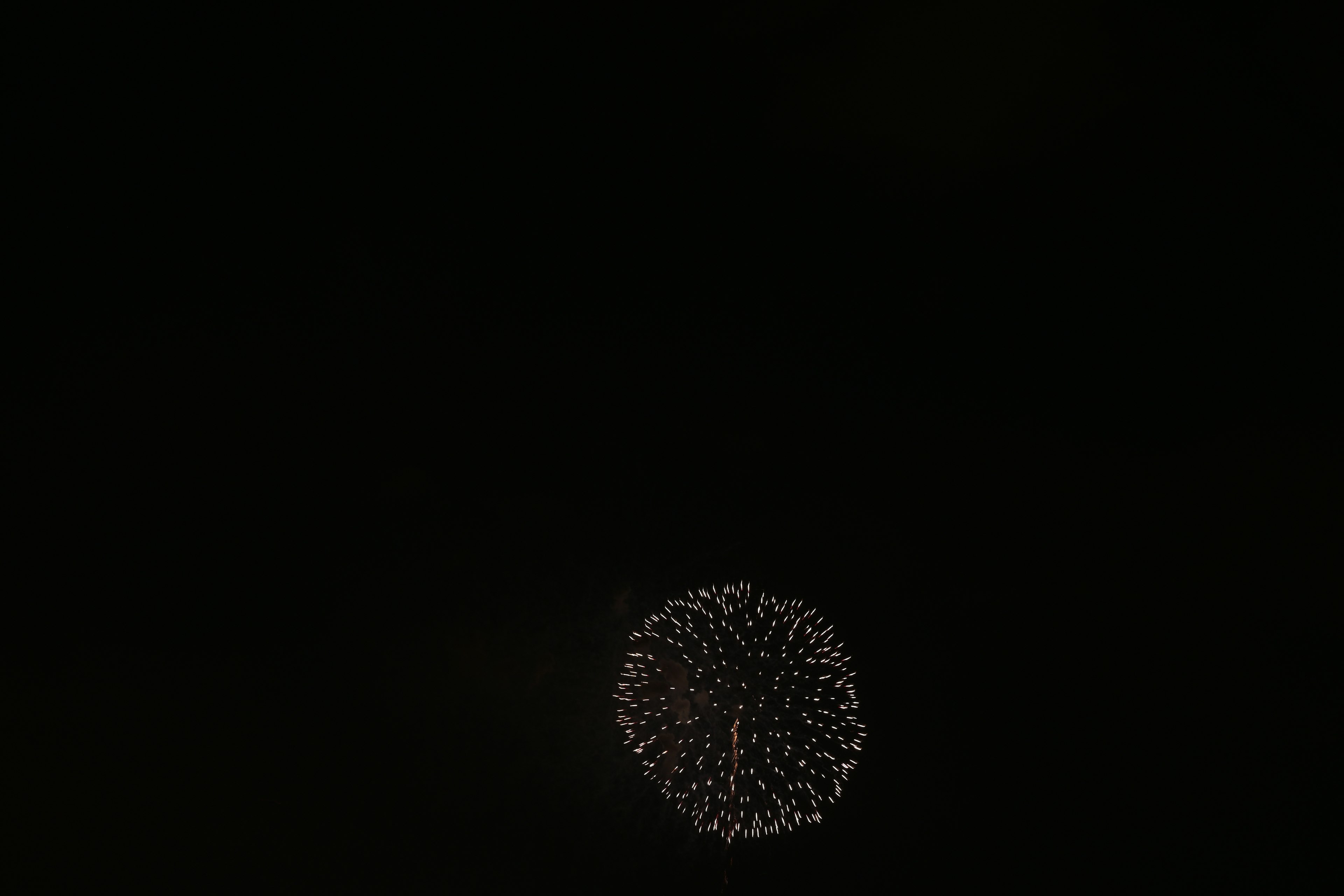 White firework explosion against a dark background