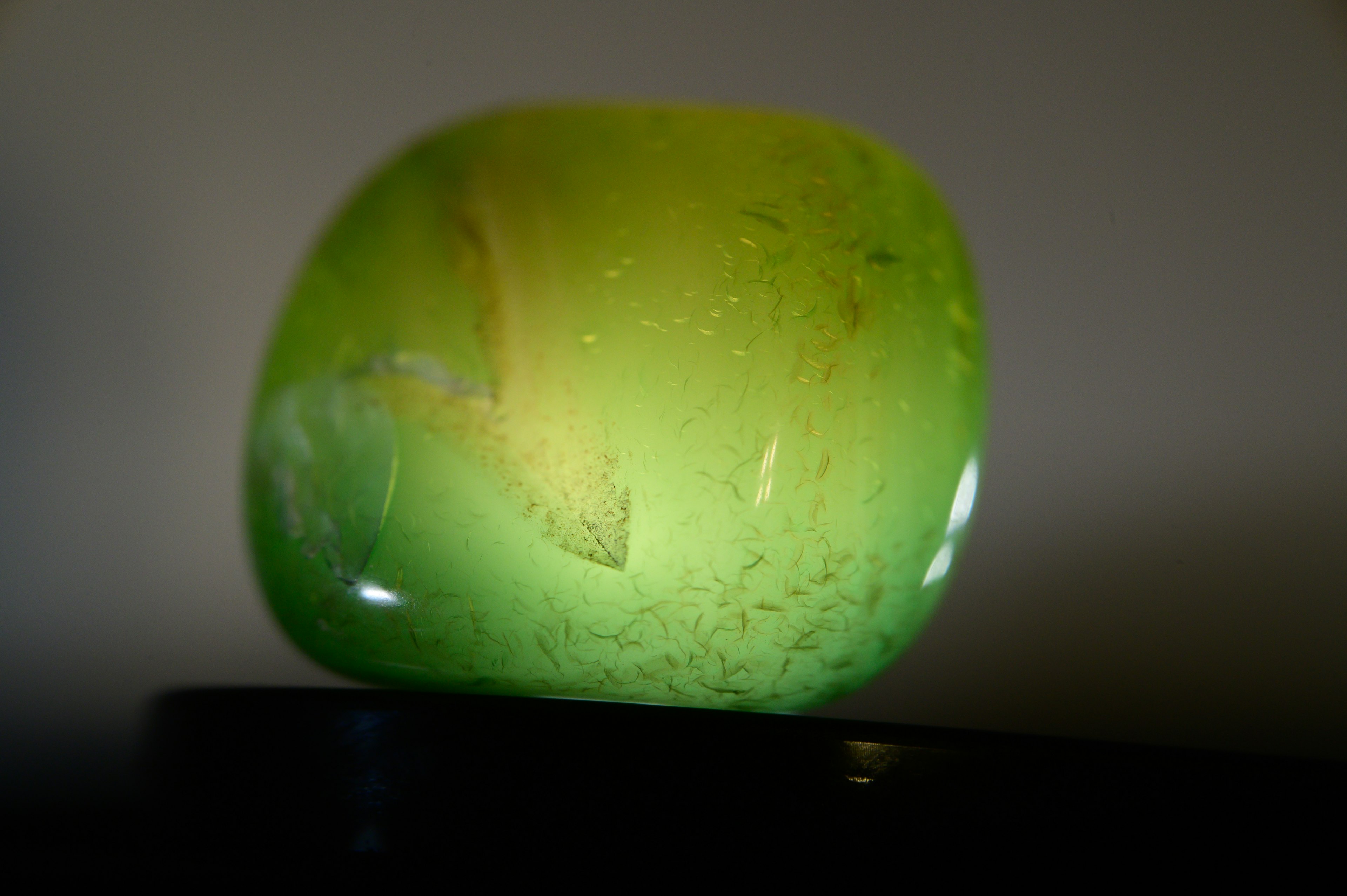 Smooth green stone illuminated from behind