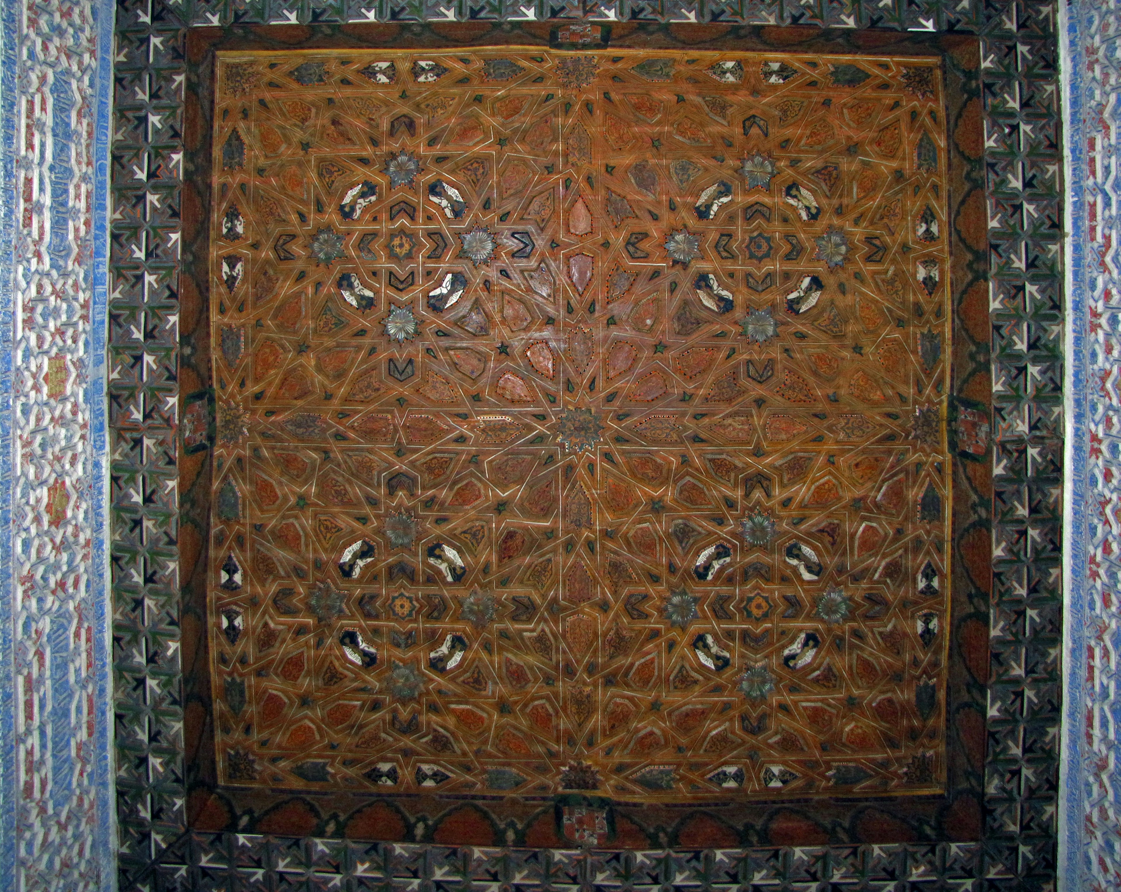 Intricate wooden ceiling with decorative patterns