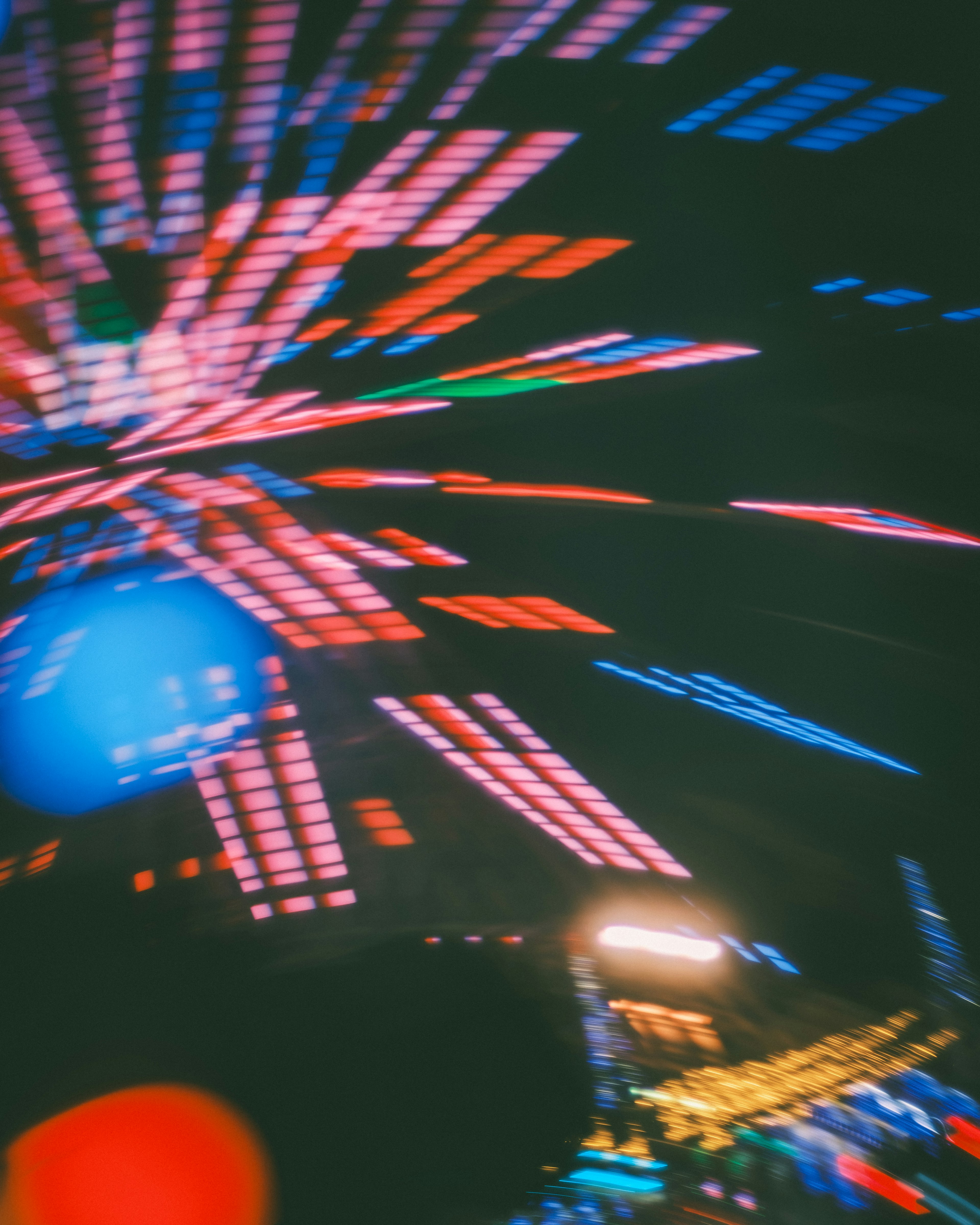 Abstract image of colorful lights in motion at night