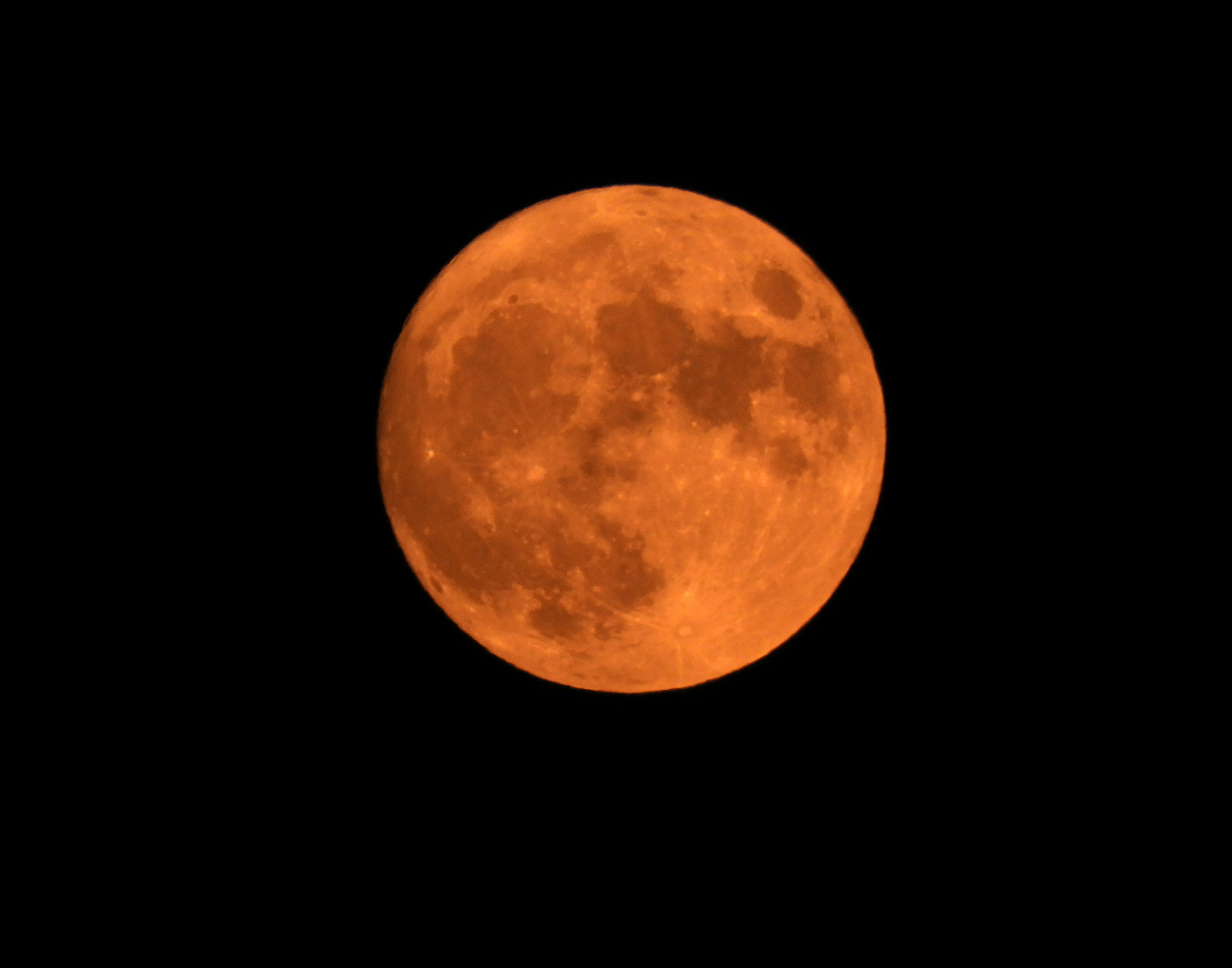 Orange Vollmond vor schwarzem Himmel