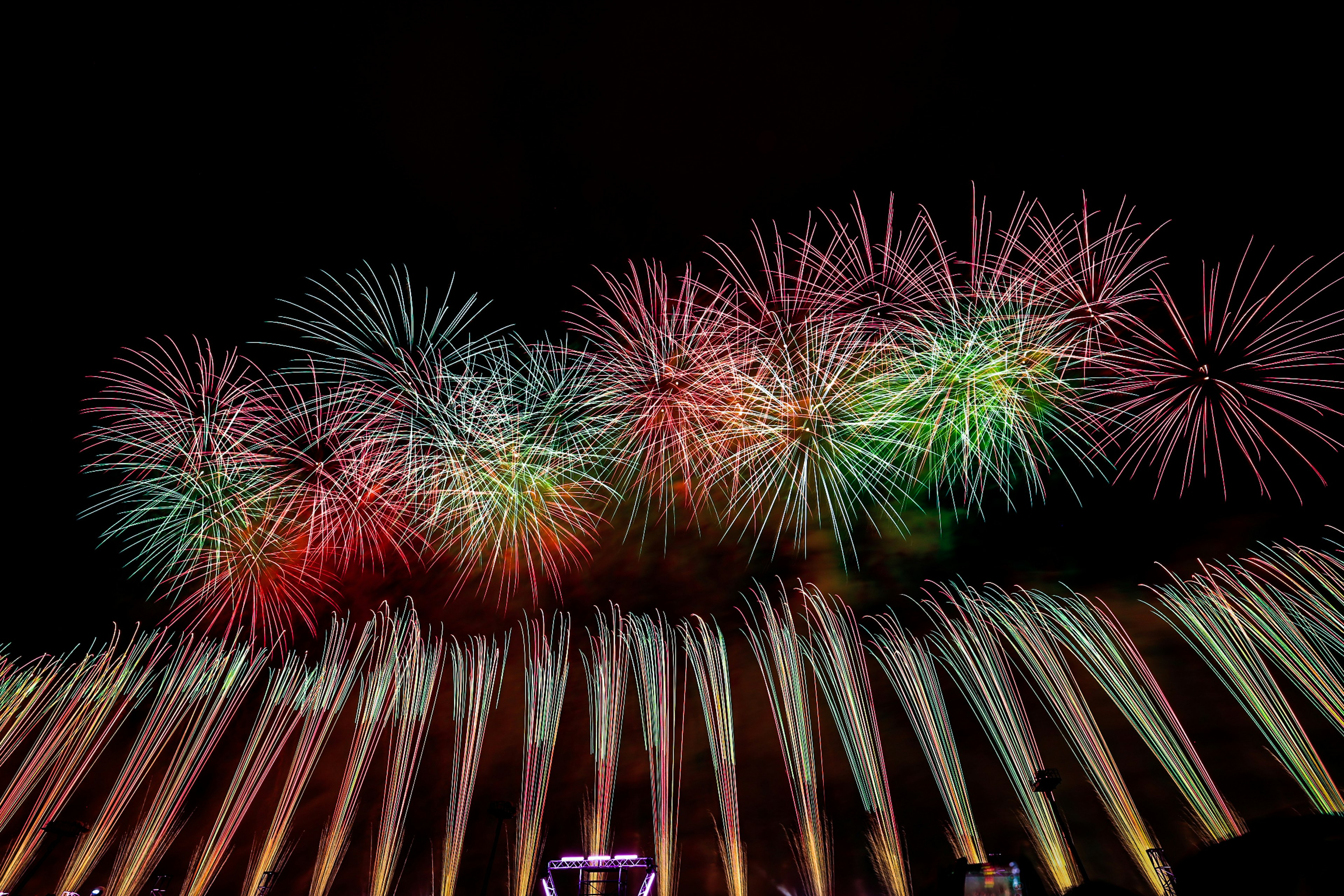 Colorful fireworks display in the night sky