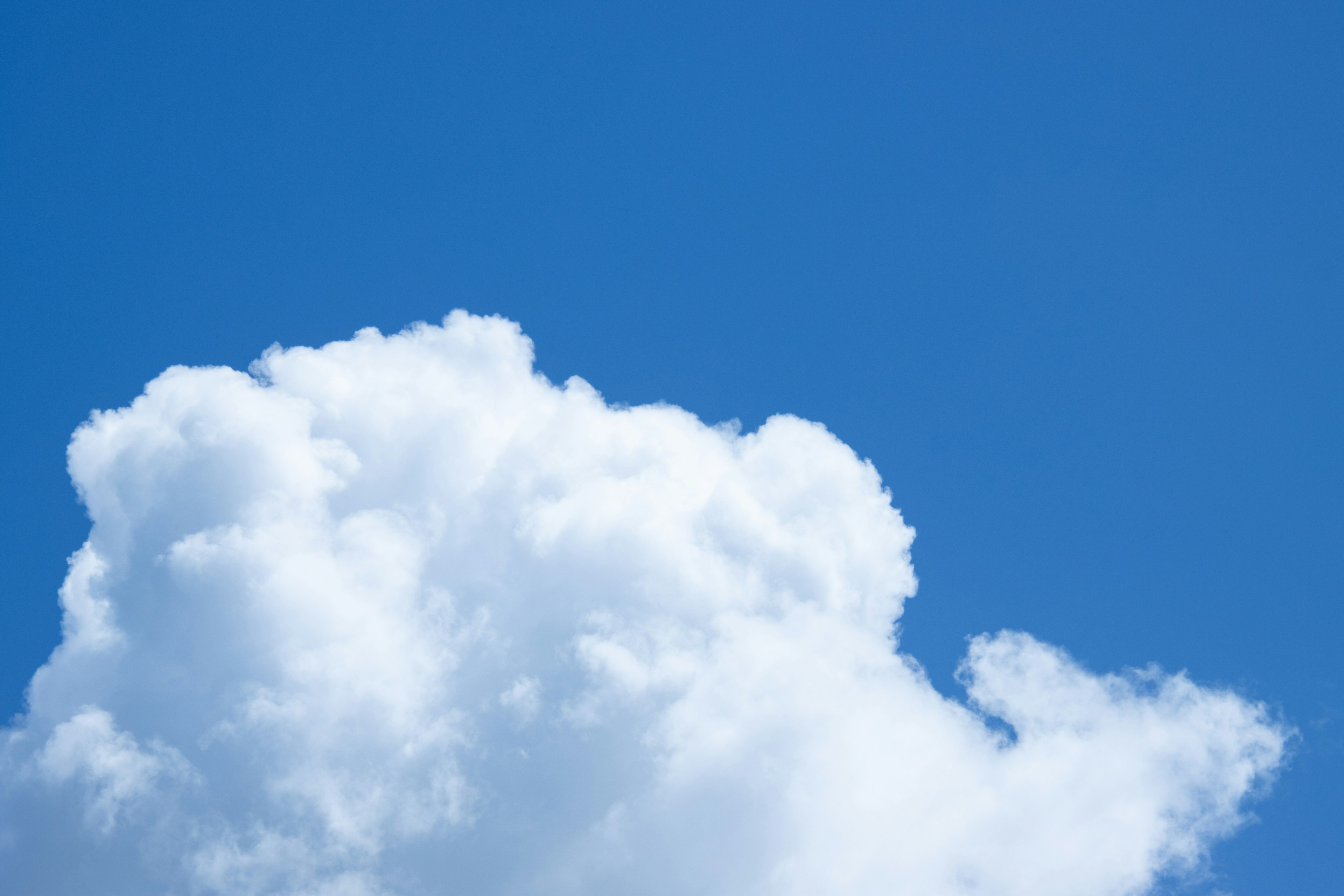 Nahaufnahme einer weißen Wolke vor einem blauen Himmel