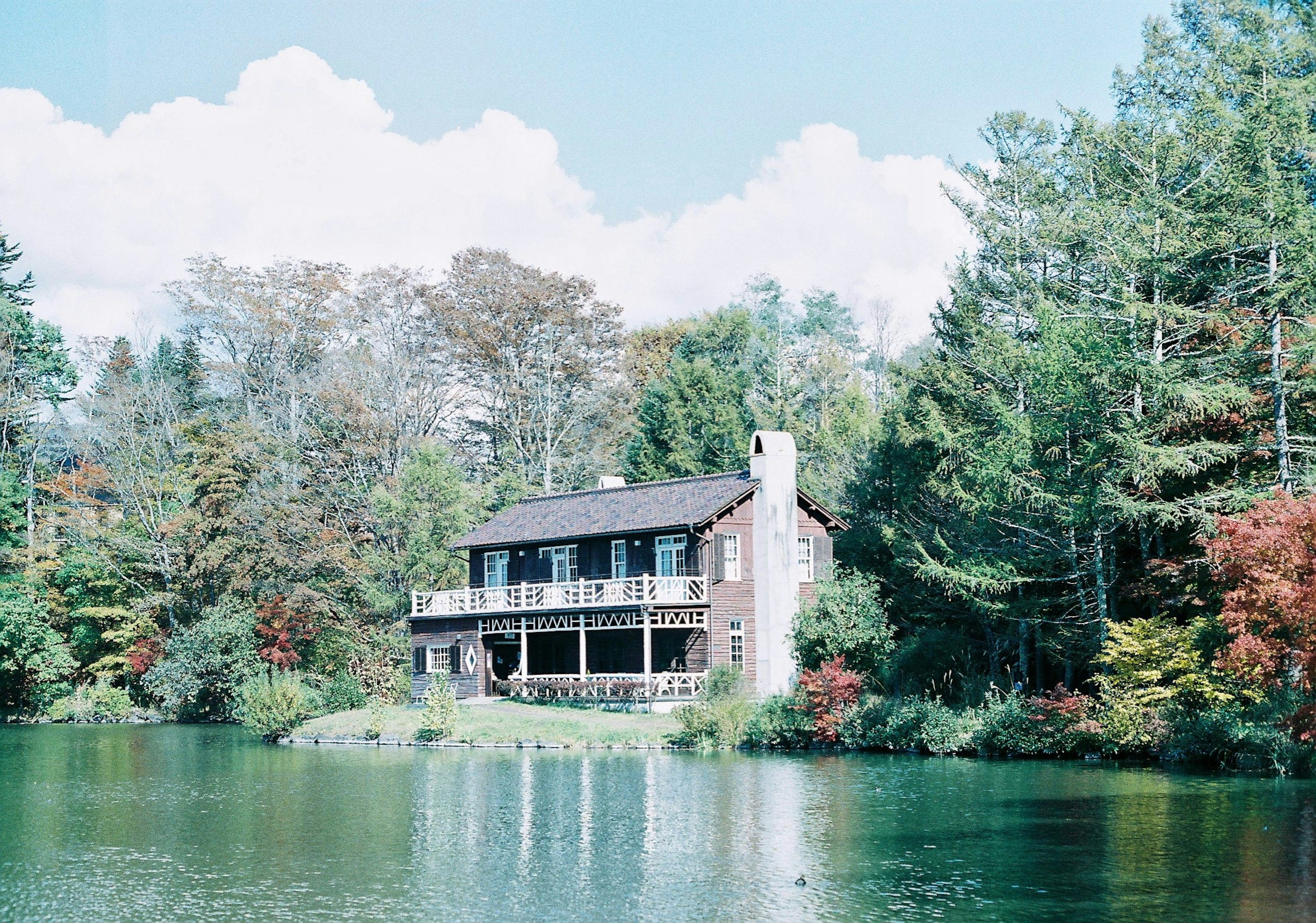 Una casa junto al lago rodeada de vegetación y árboles