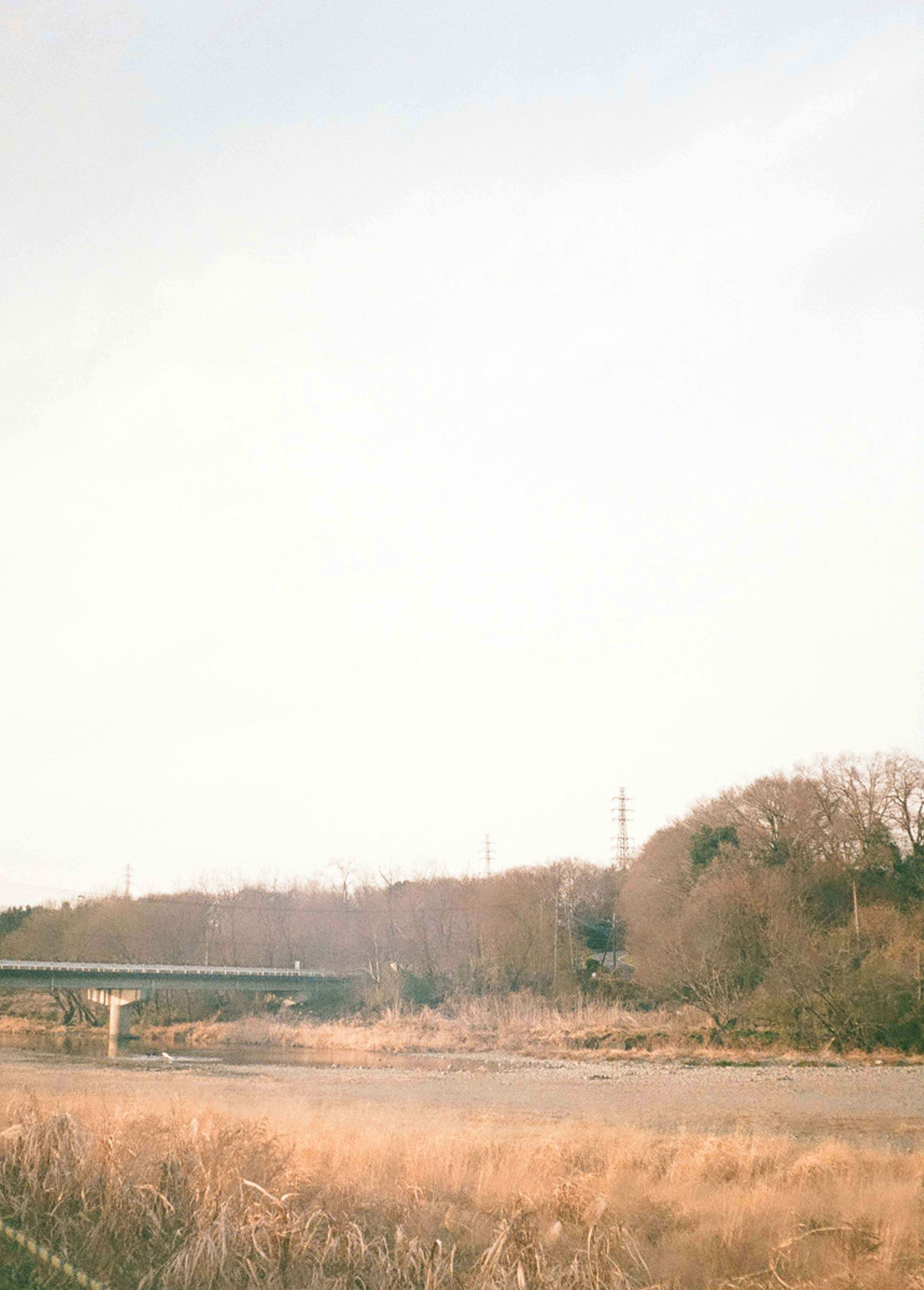 Autumn landscape featuring a river and a bridge