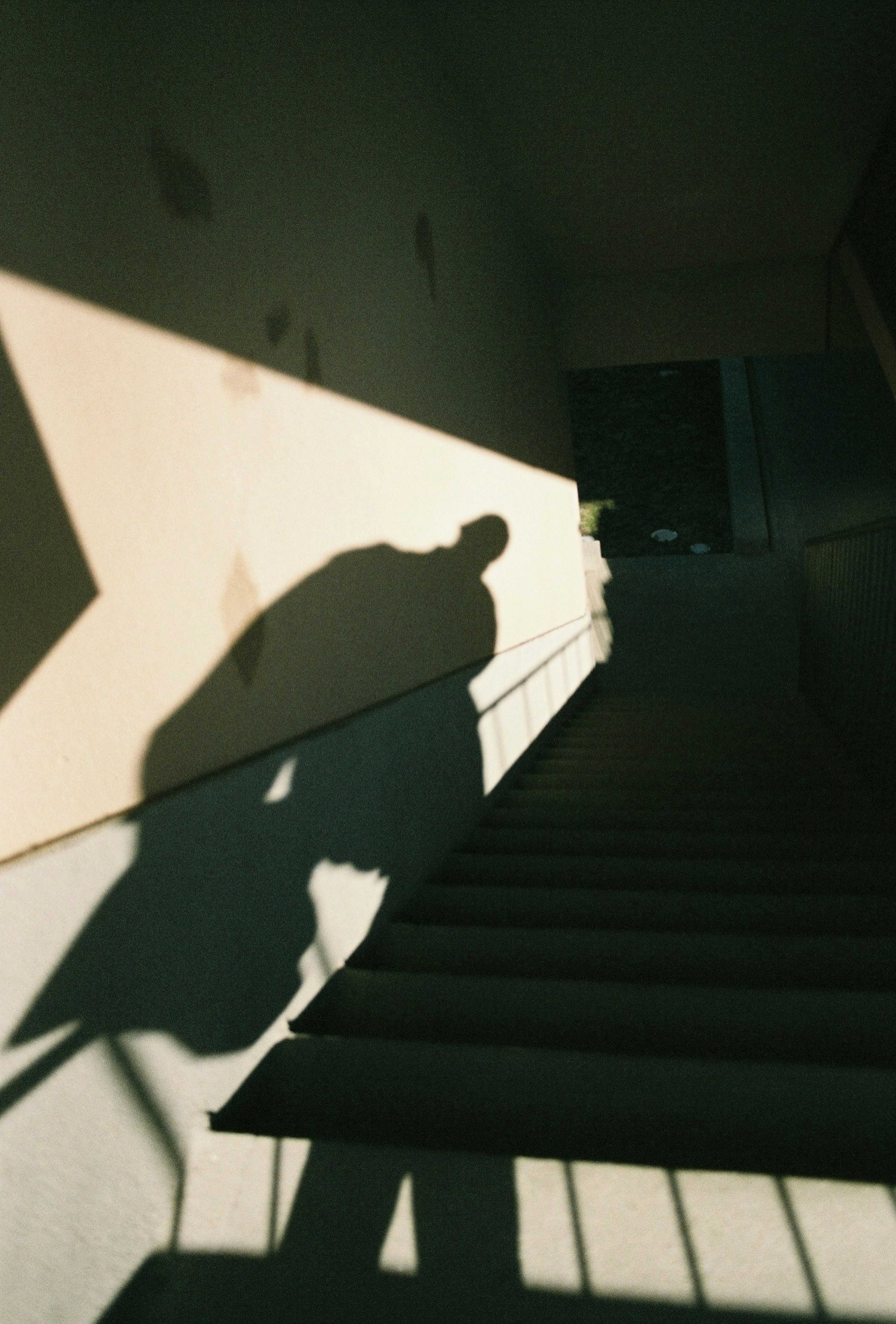 Photo d'une ombre sur des escaliers dans un espace minimaliste