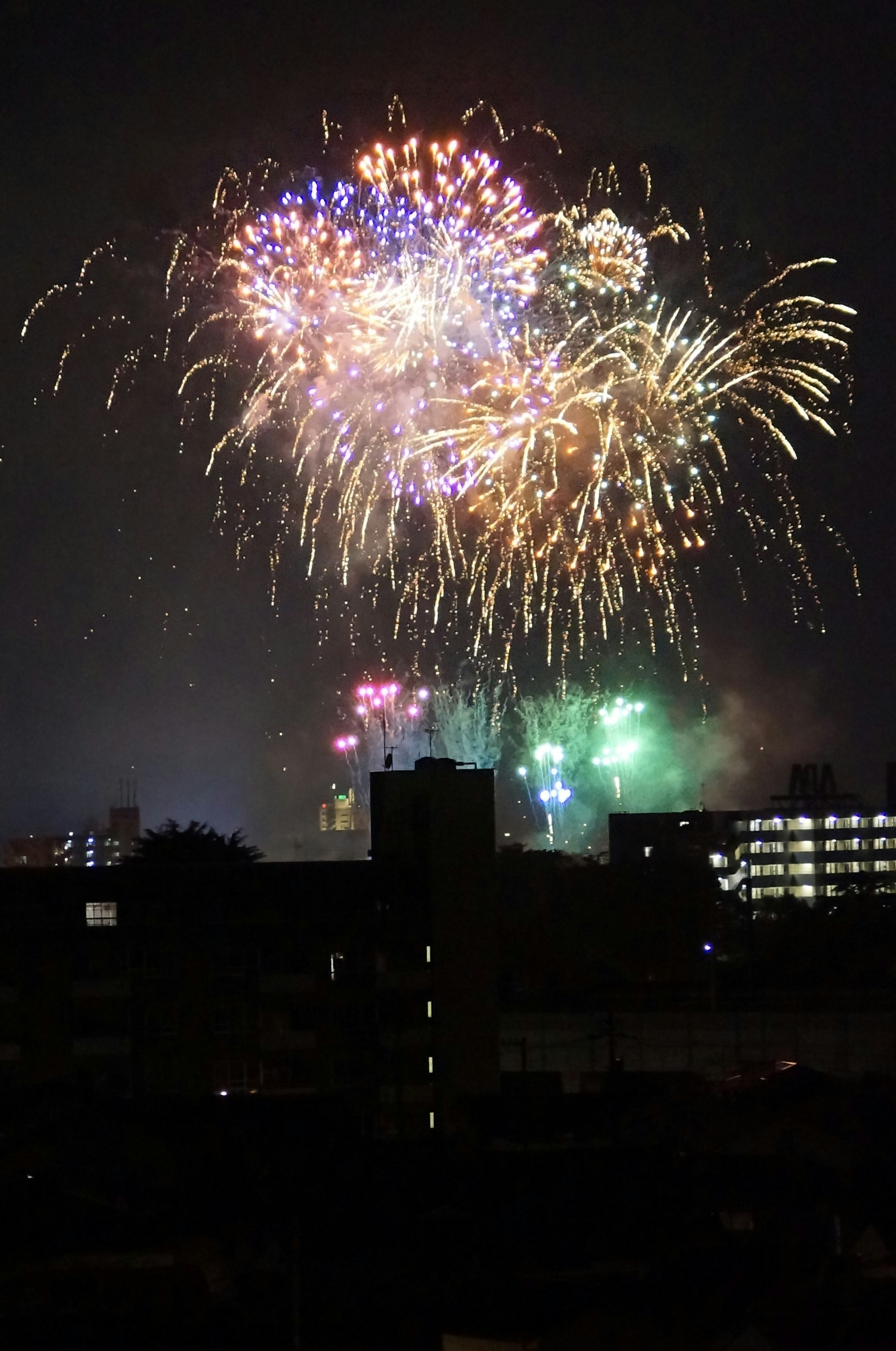 Colorful fireworks display in the night sky