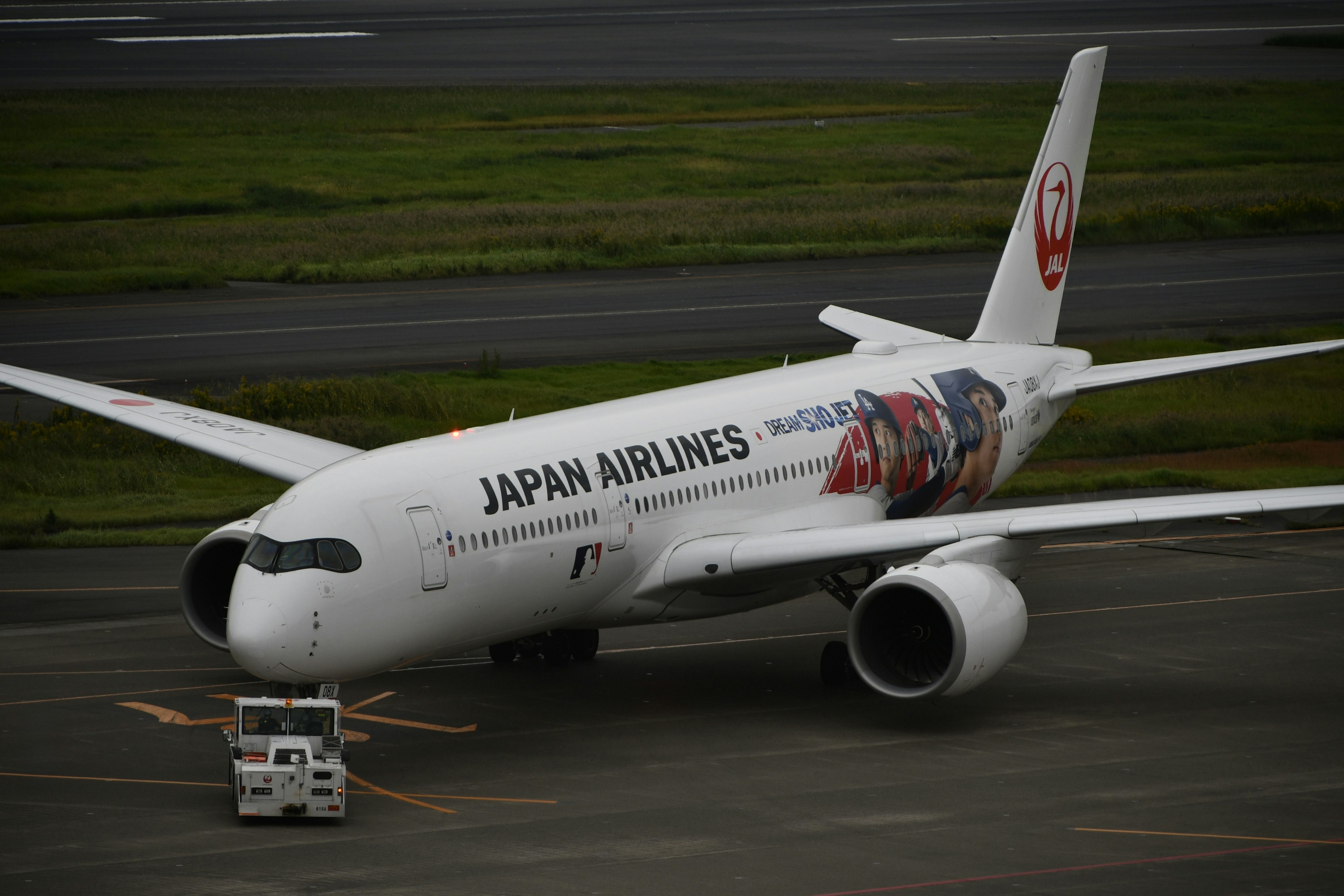 Japan Airlines Boeing 787 aircraft parked at the airport