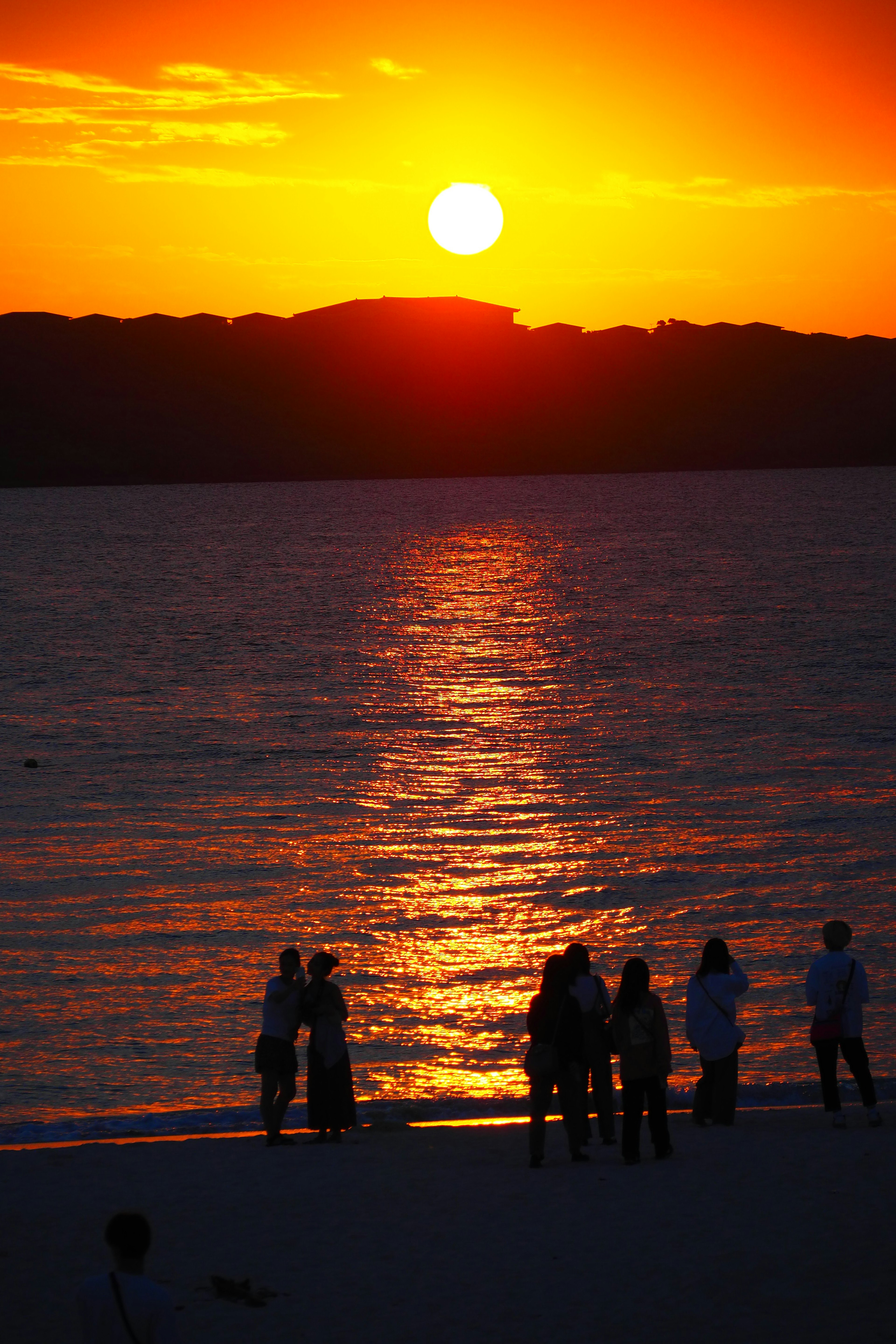 Silhouette of people at the beach during sunset