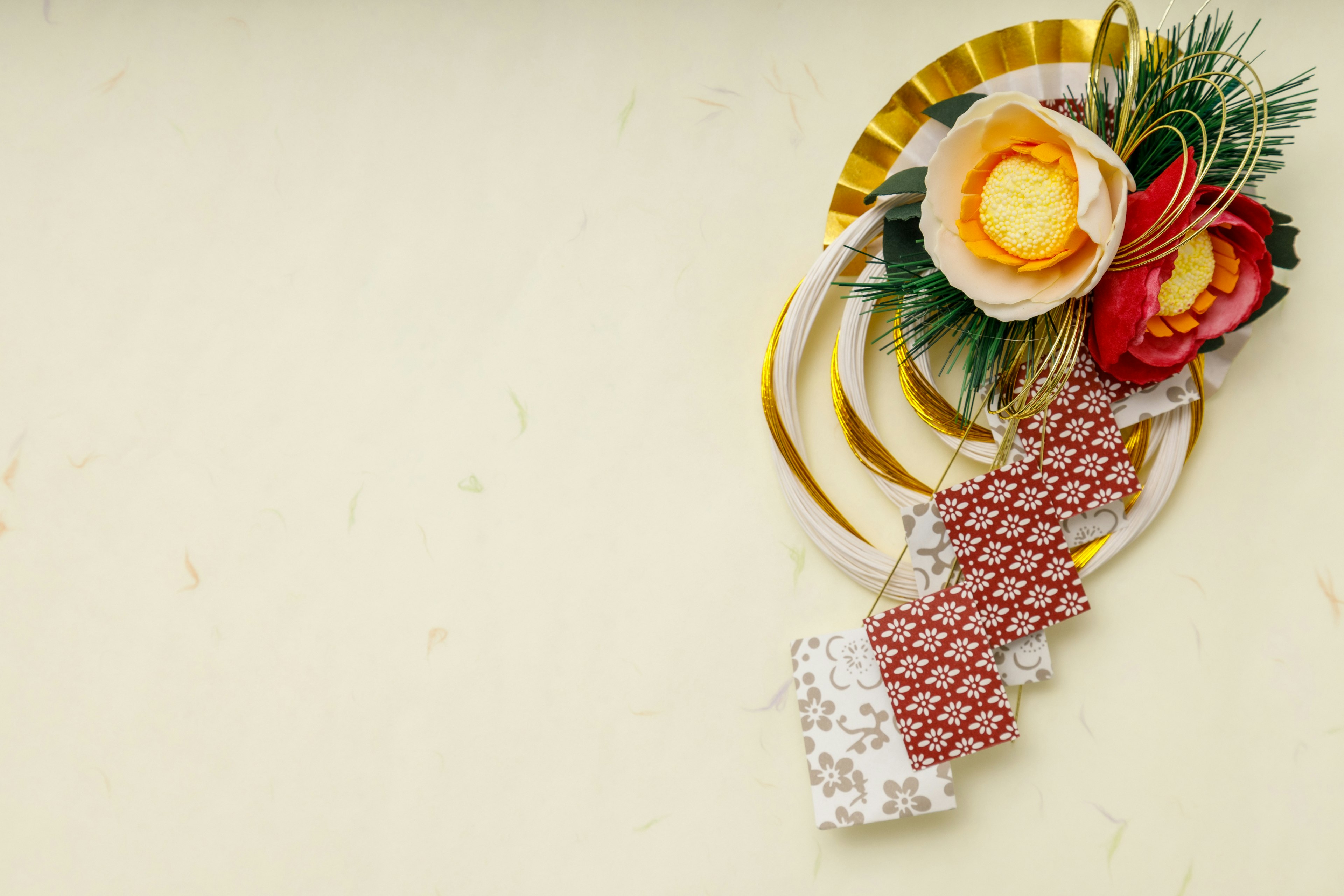 Beautiful Japanese New Year decoration with floral arrangement