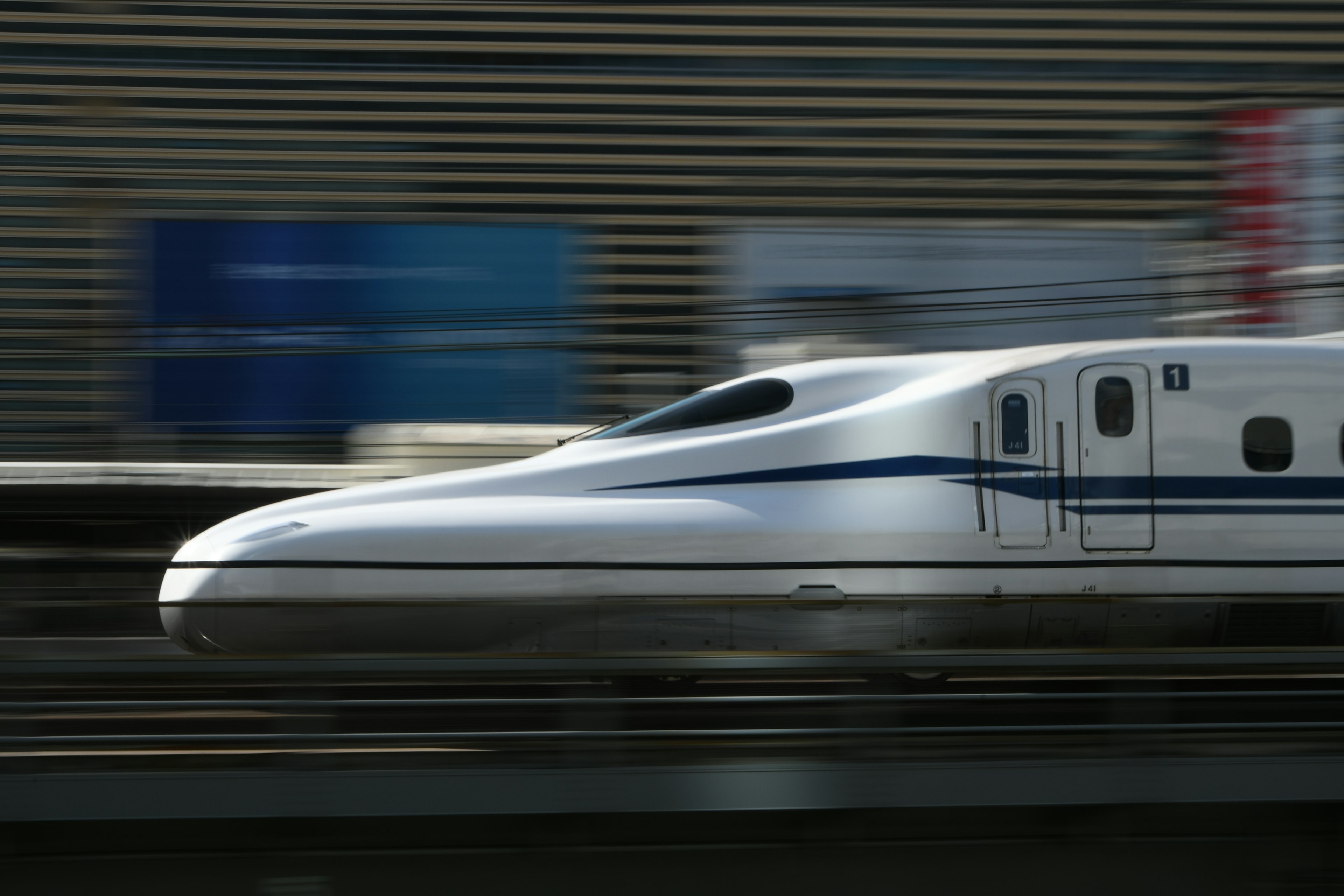 Image capturing the Shinkansen moving at high speed