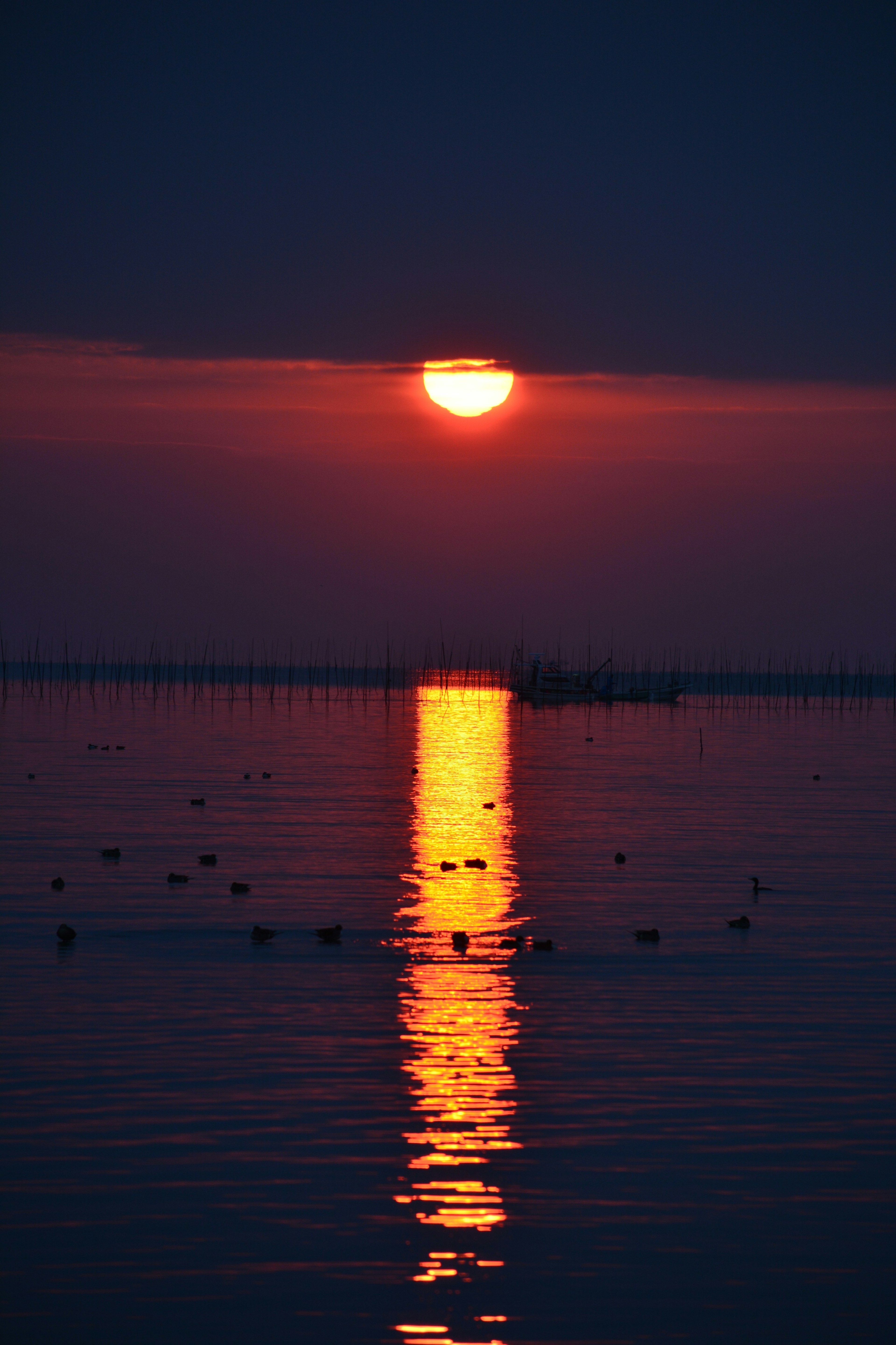 Beautiful sunset reflecting on the water surface