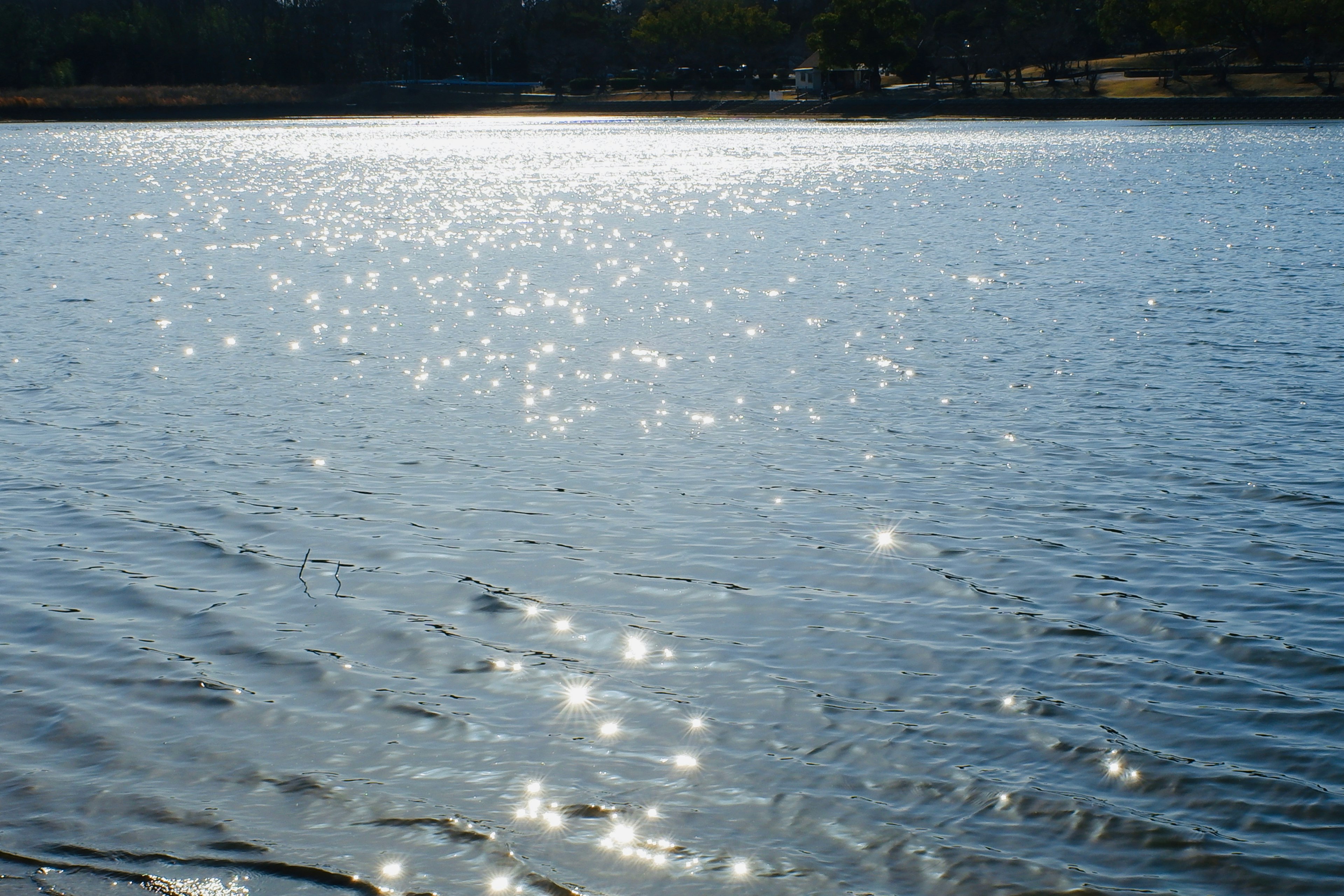 Reflejos brillantes en la superficie del agua con suaves ondulaciones