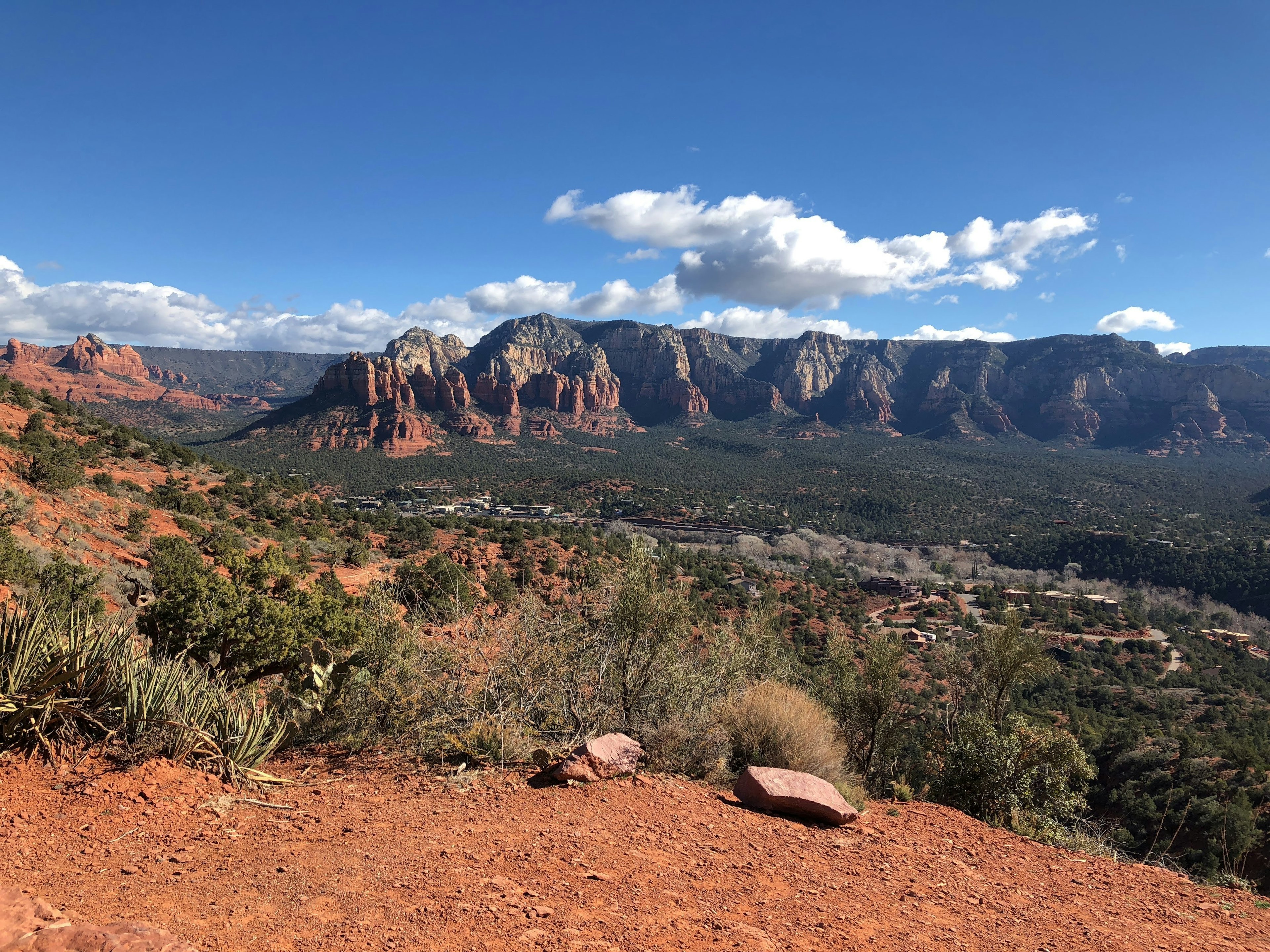 Scenic view of Sedona's red rock formations and blue sky