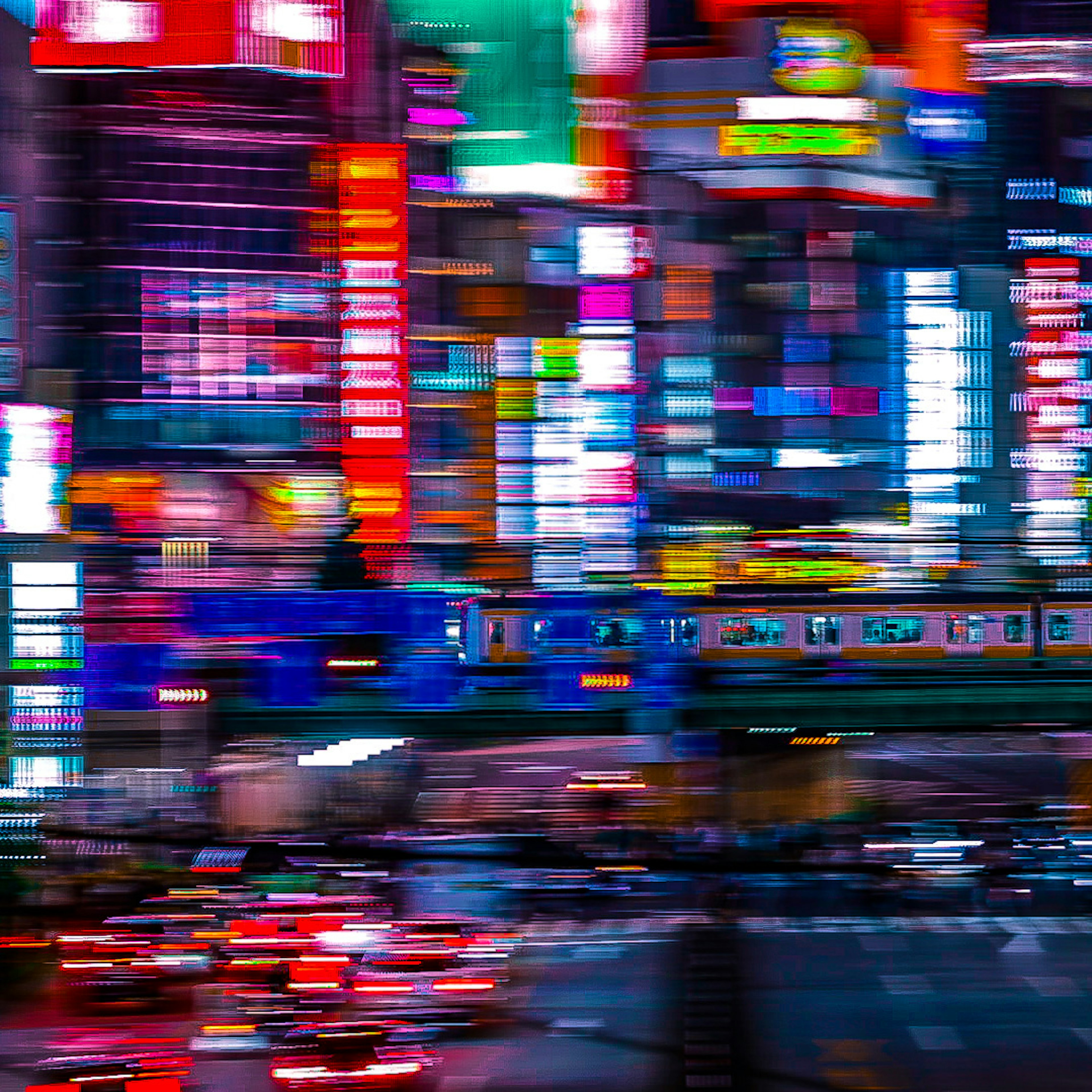 Paisaje urbano vibrante de Tokio con letreros de neón coloridos