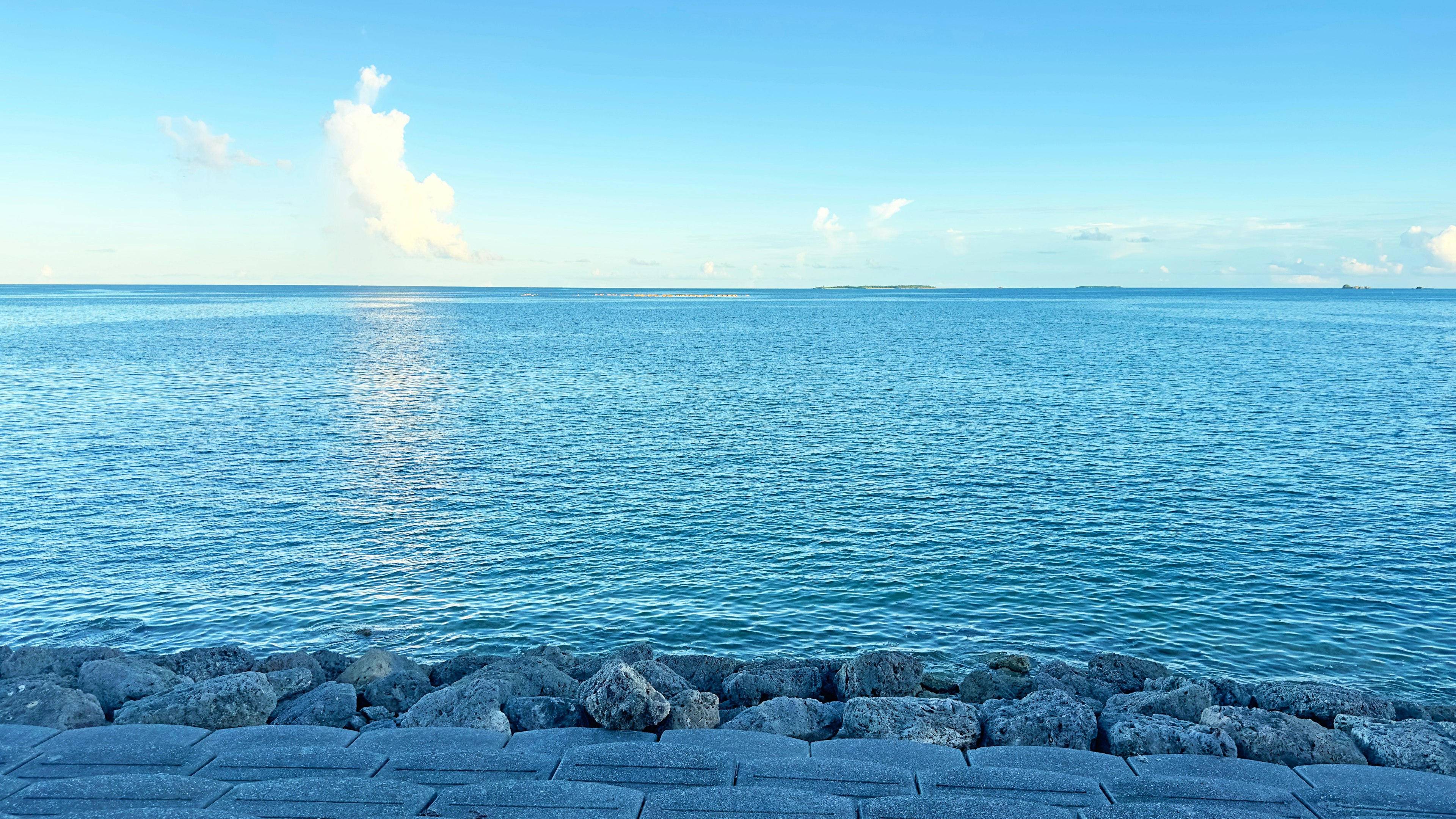 青い海と空が広がる美しい風景の画像