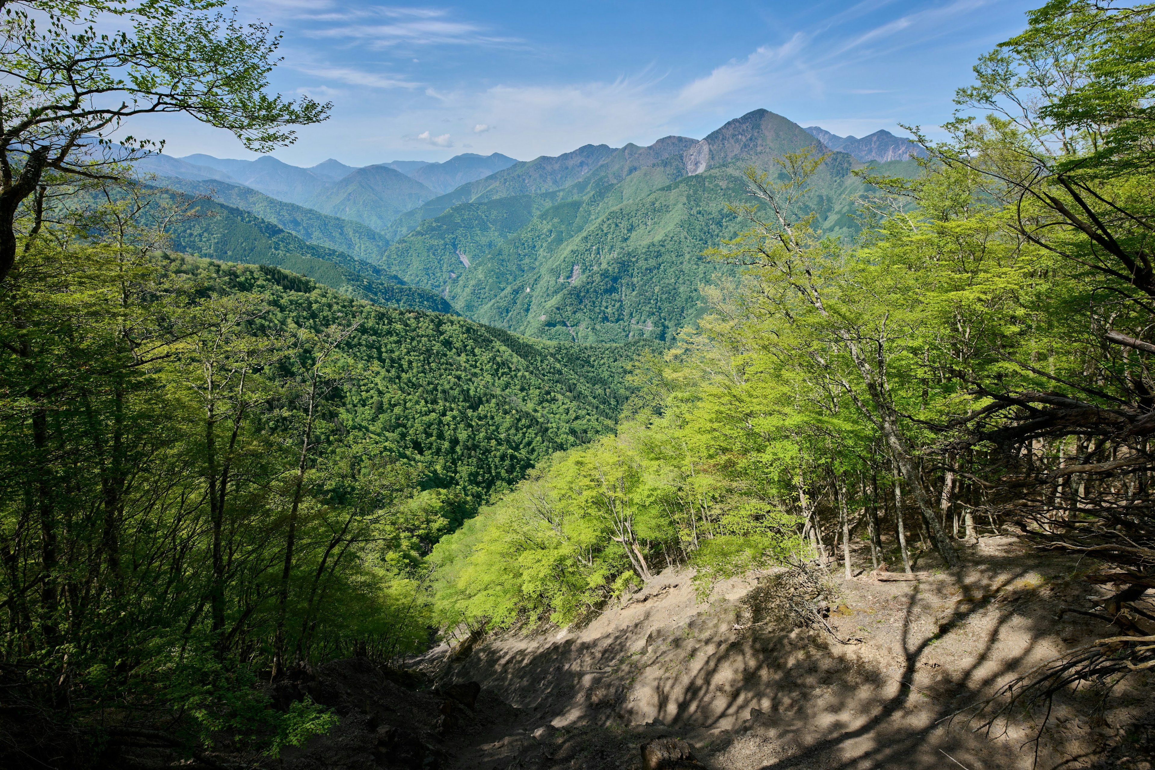 Montañas verdes con cielo azul