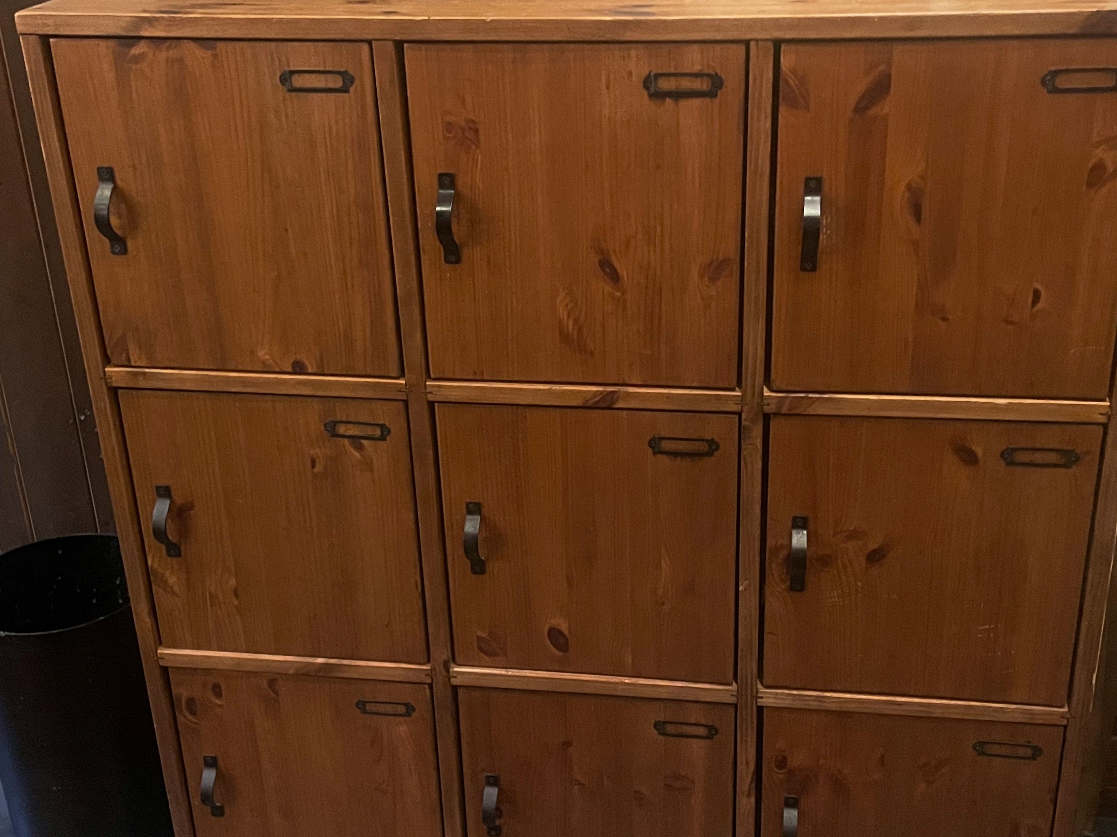 Wooden locker storage unit with nine compartments