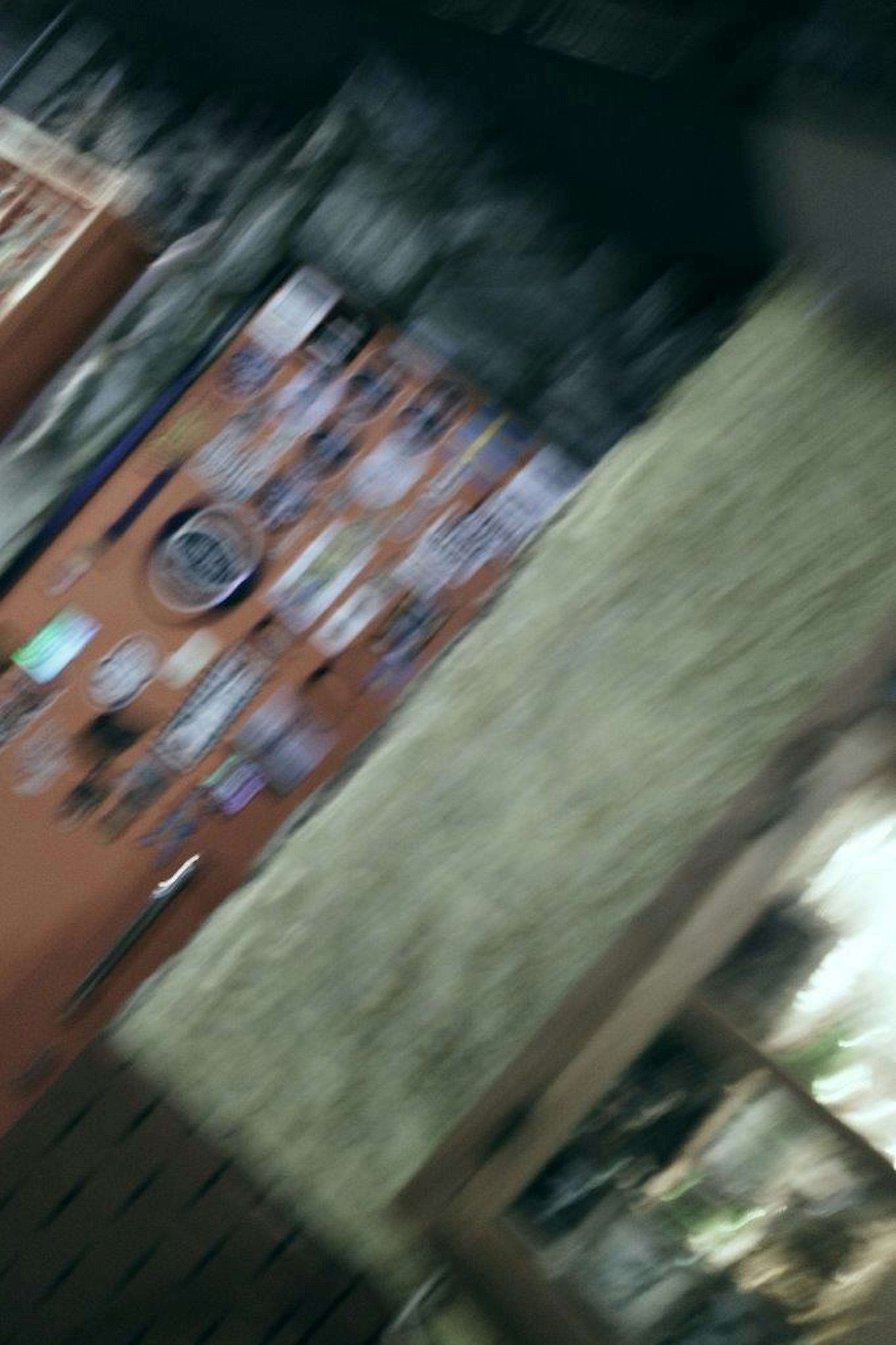 Blurred image of a door and wall