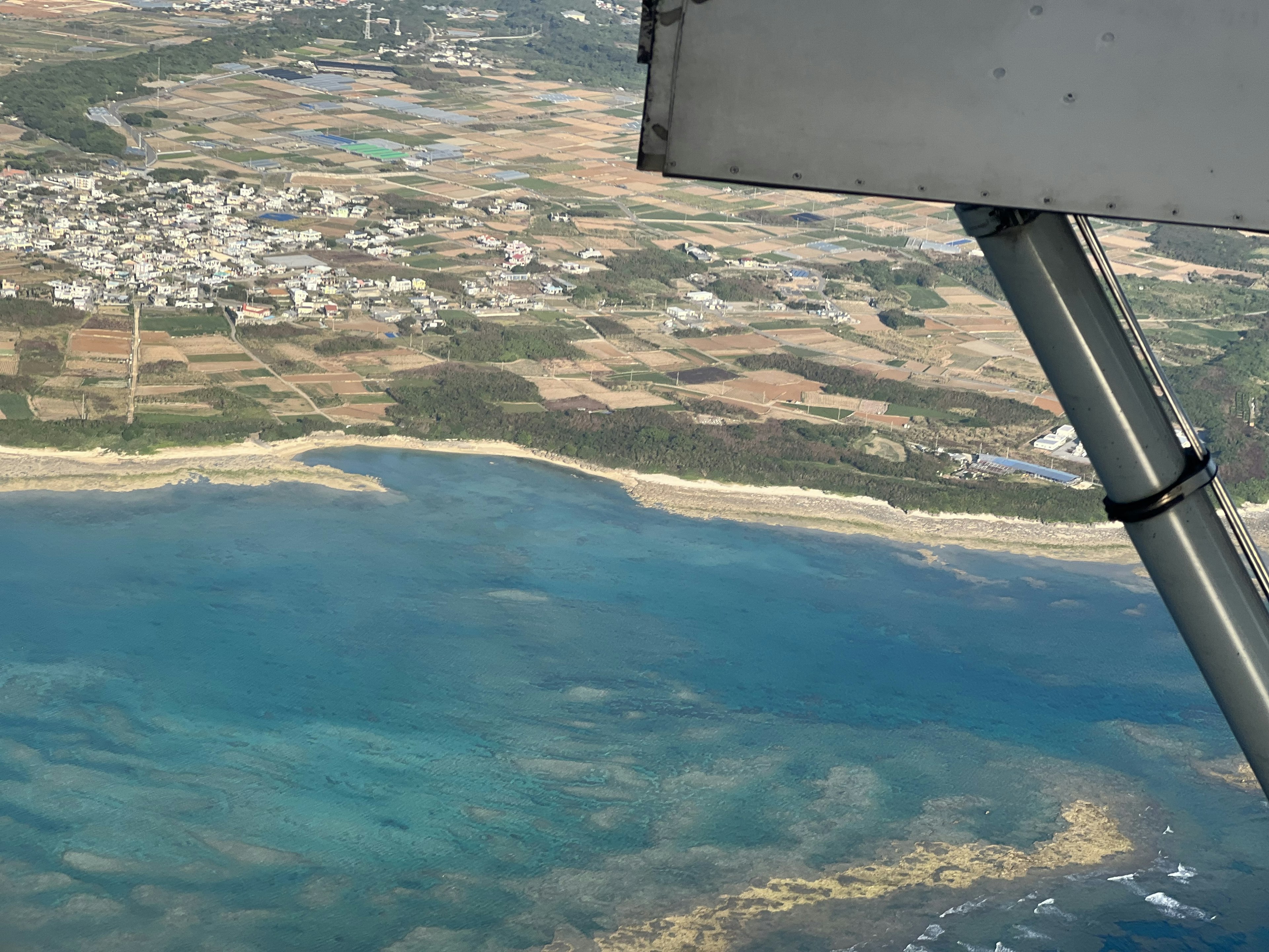 Aerial view of blue ocean and coastal landscape