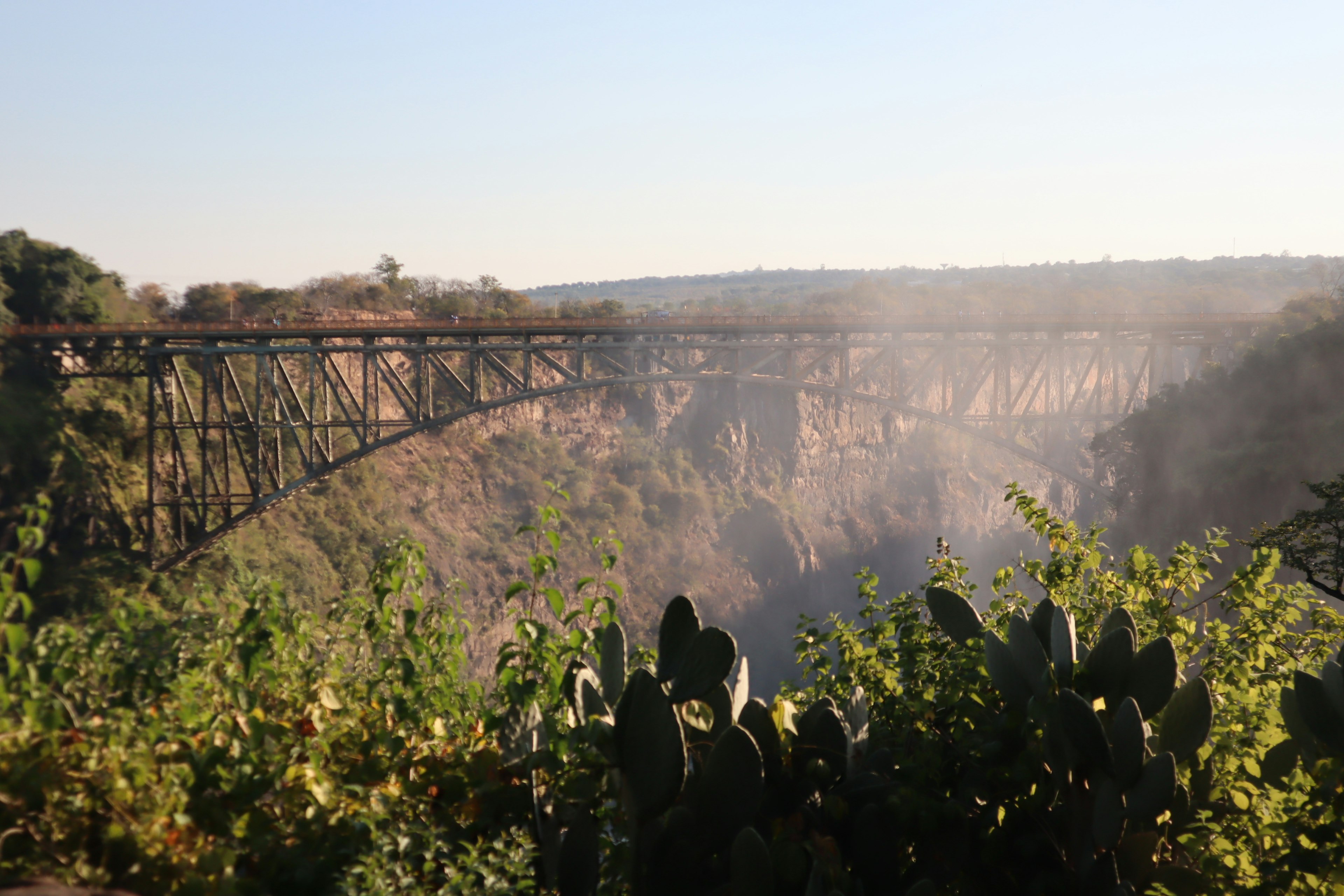 Railway bridge near Victoria Falls with surrounding nature