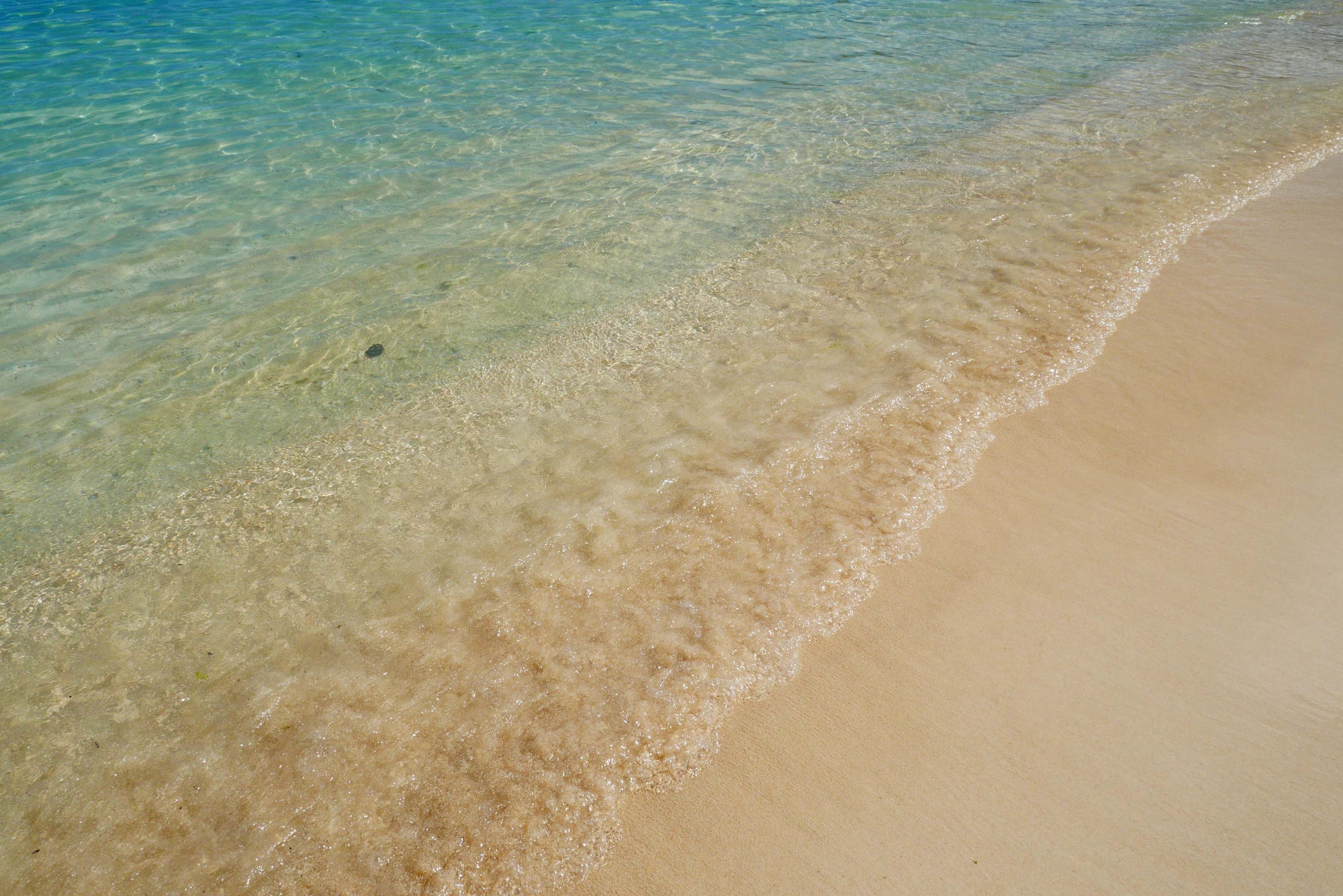 Clear ocean water meets sandy beach