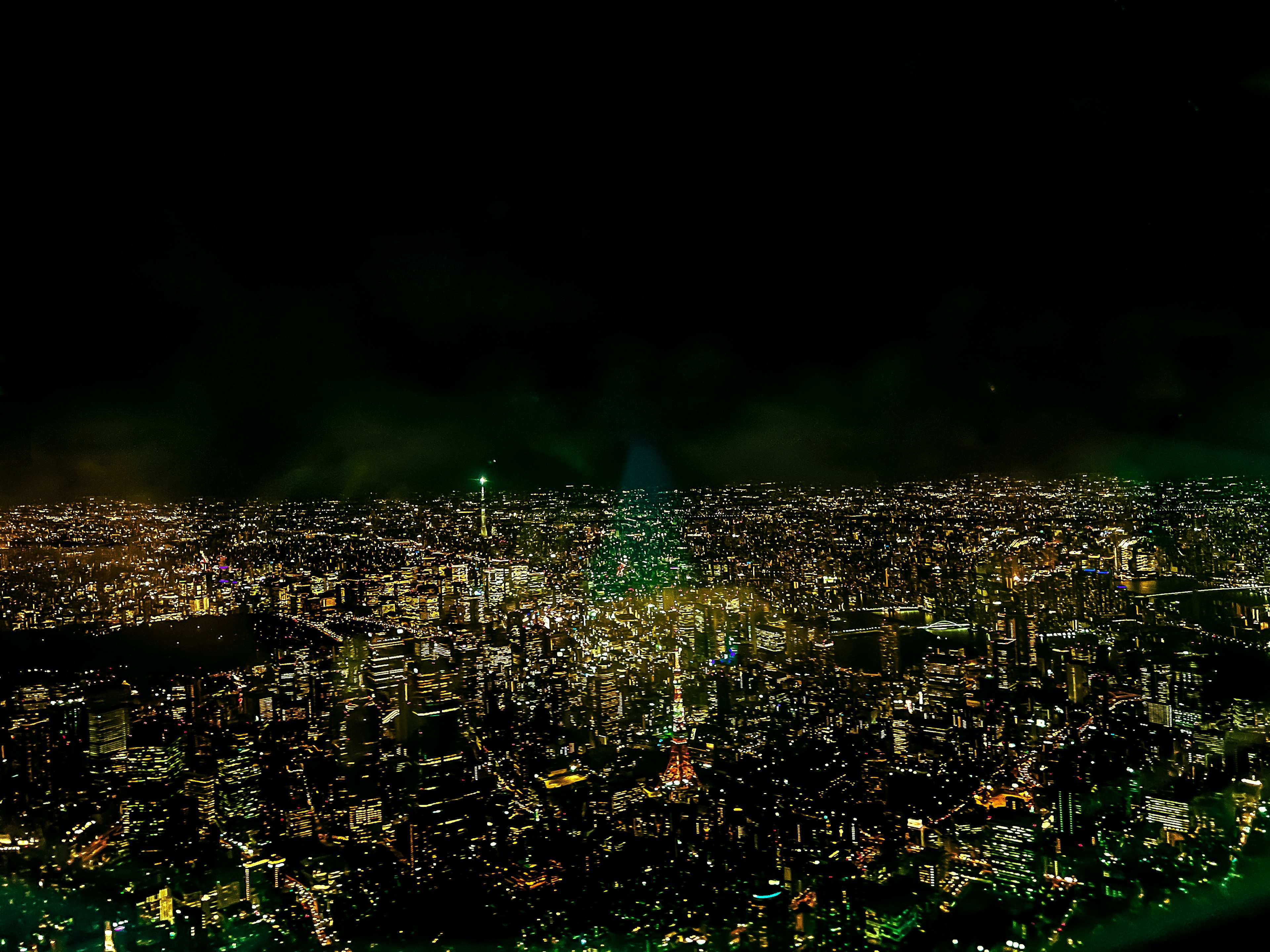 Impresionante vista panorámica de la línea de horizonte nocturna de Tokio