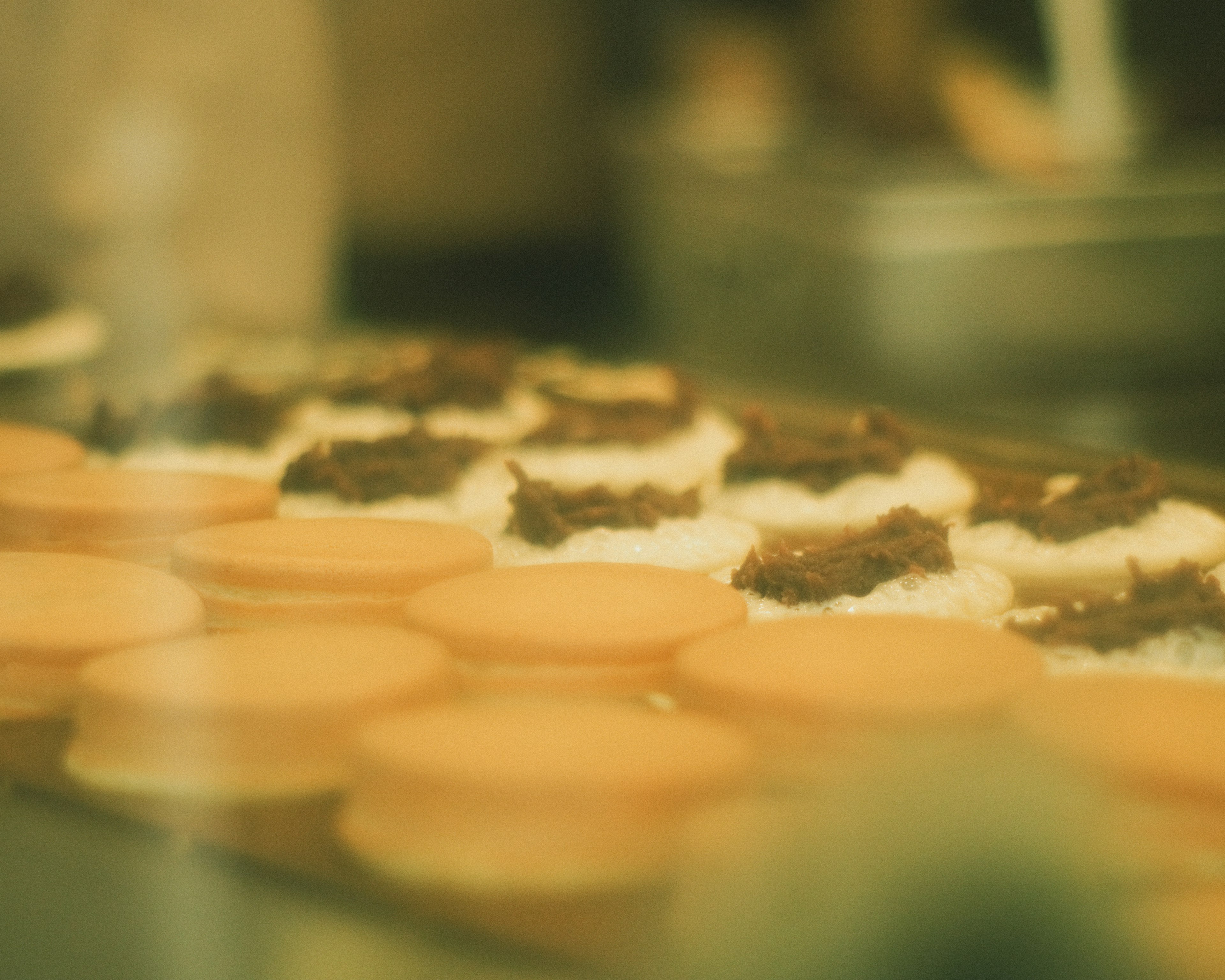 Una exhibición de dorayaki, un tipo de confitería japonesa con relleno de frijoles rojos