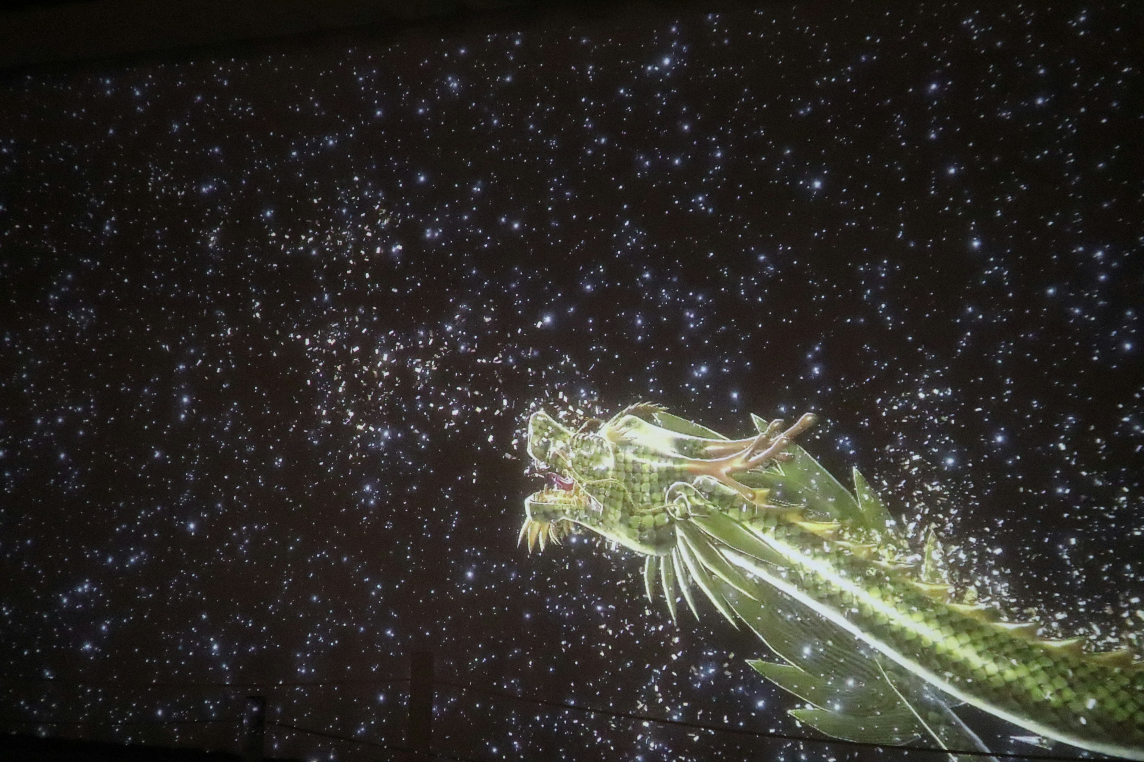 A fantastical creature floating among cosmic stars