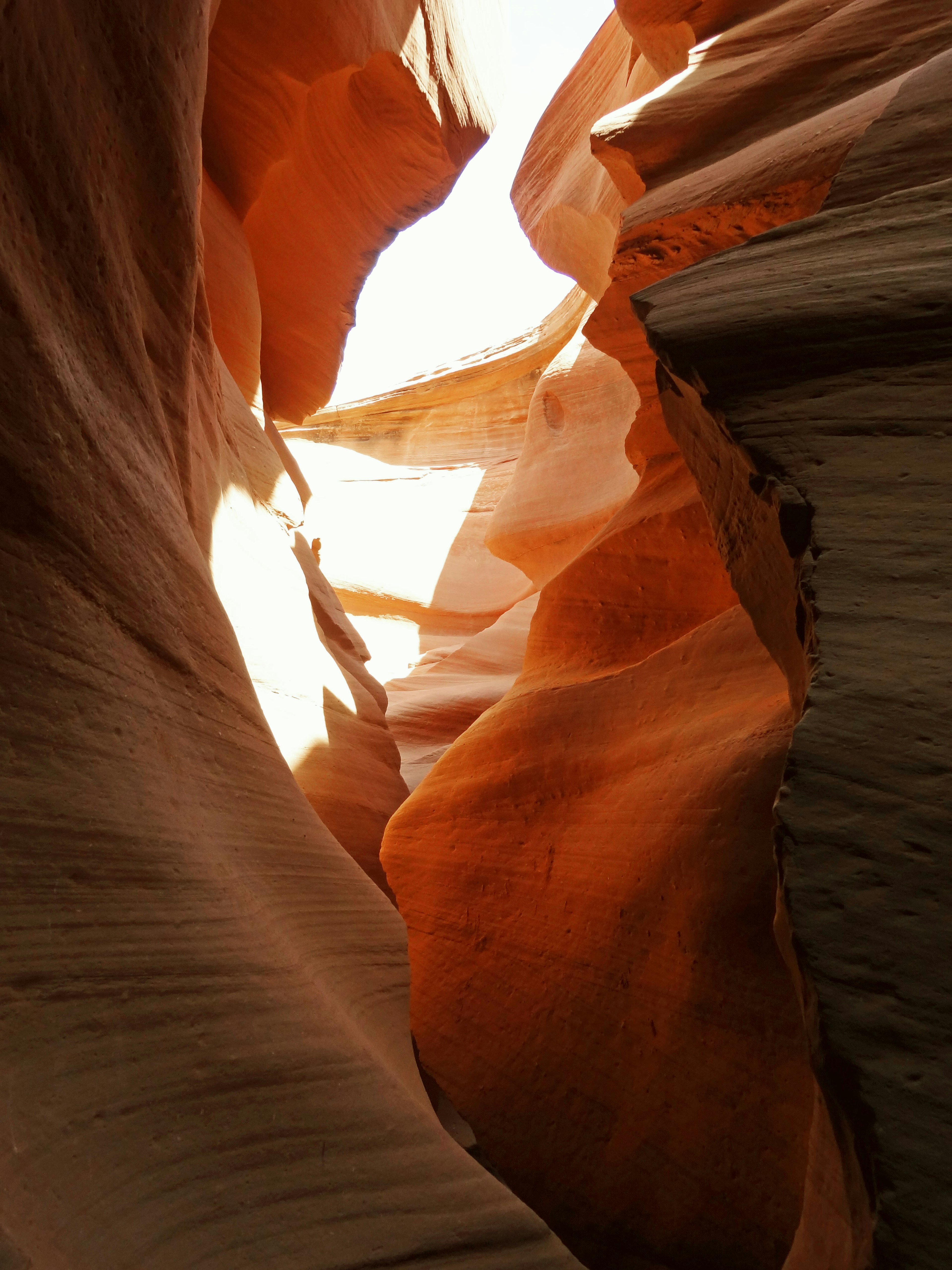 Interno di un canyon arancione bellissimo con luce che filtra