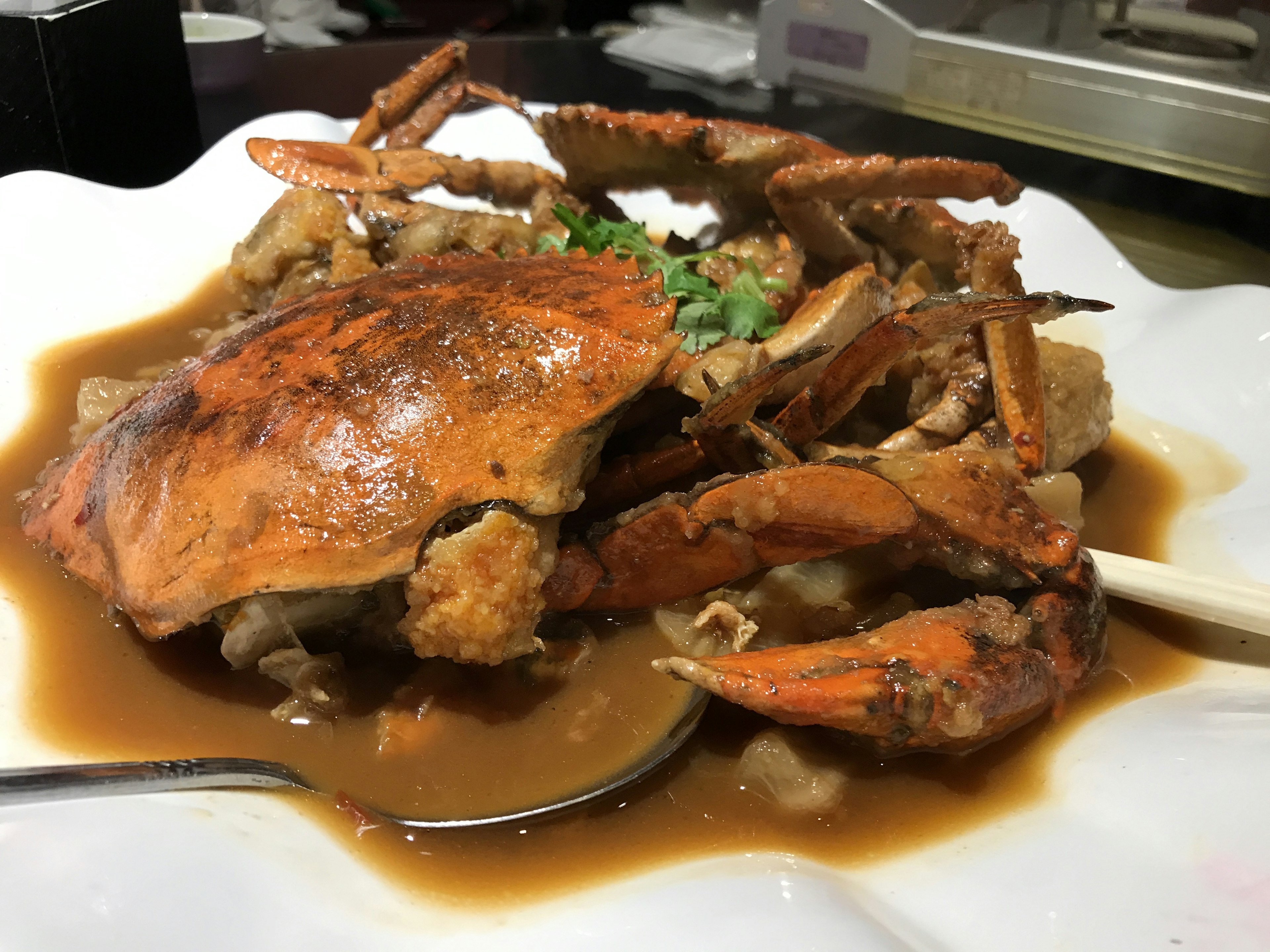 Delicious crab dish served on a white plate