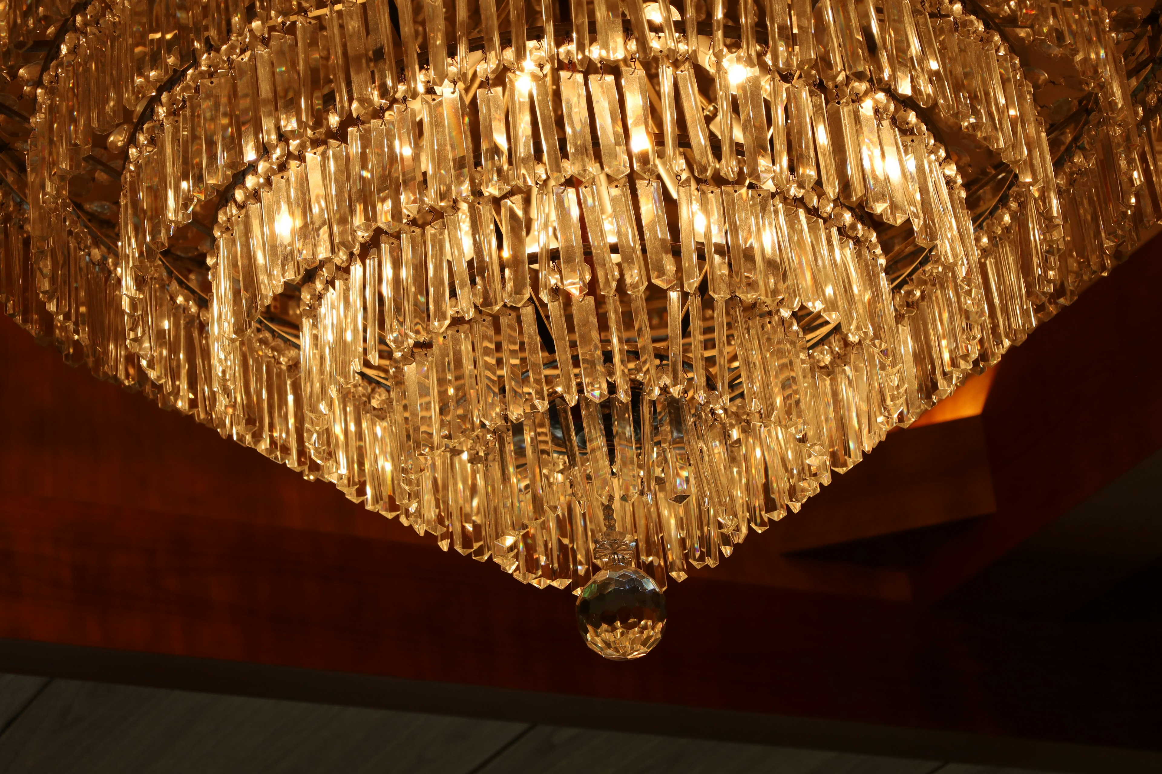 Intricate design of a luxurious chandelier with shining crystals