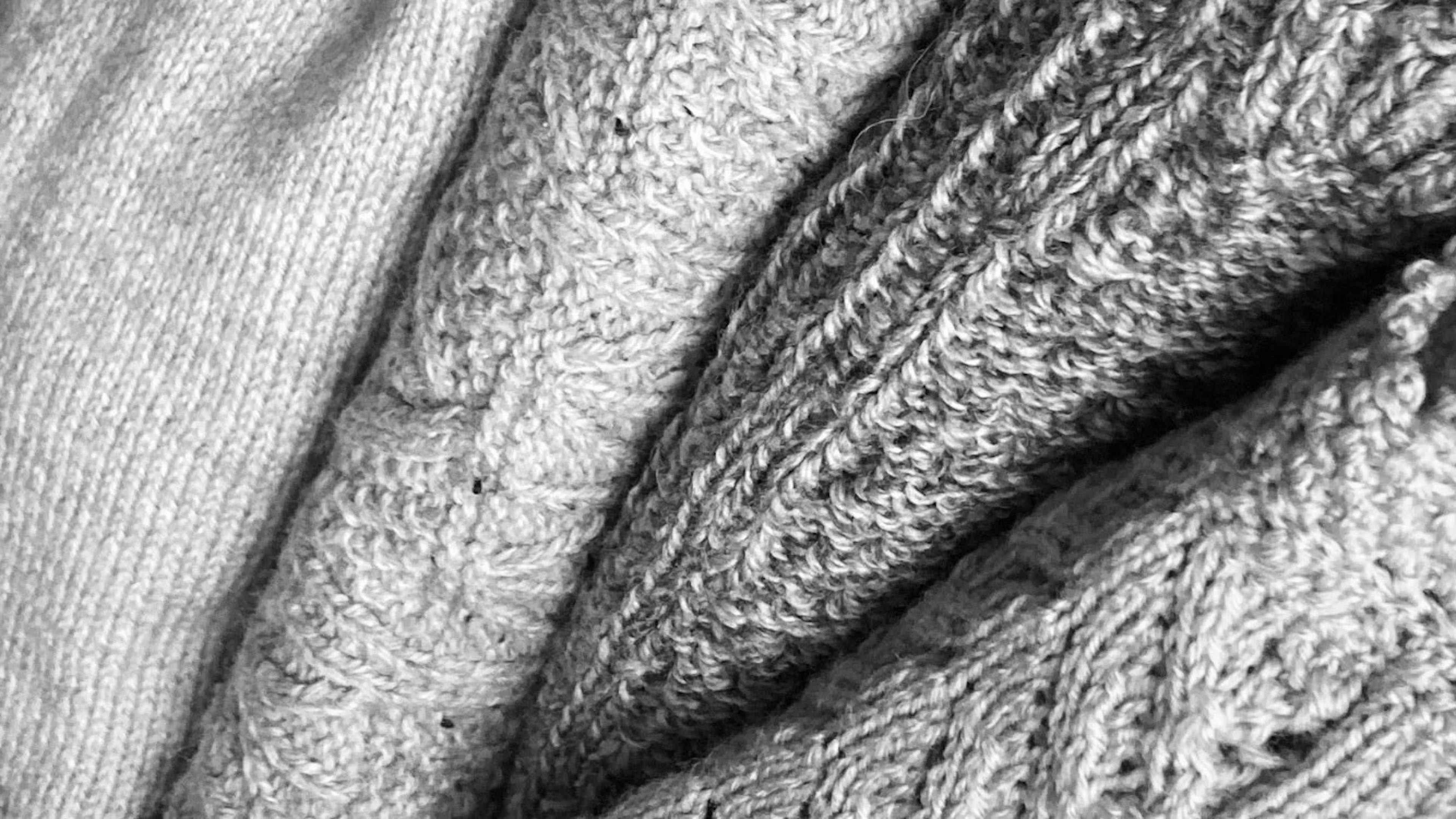 Close-up of textured knits and fabrics