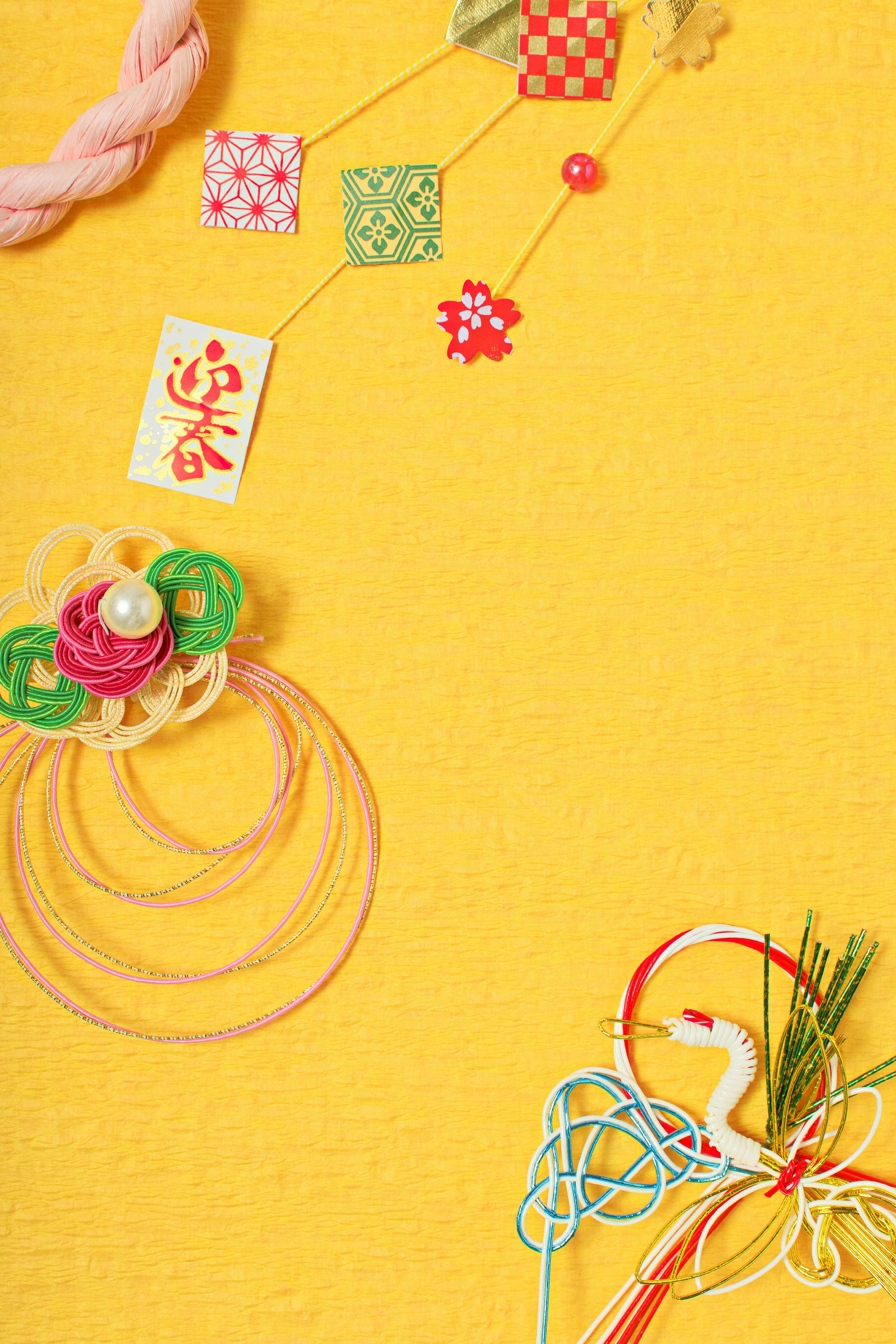 Image featuring decorative accessories on a yellow background