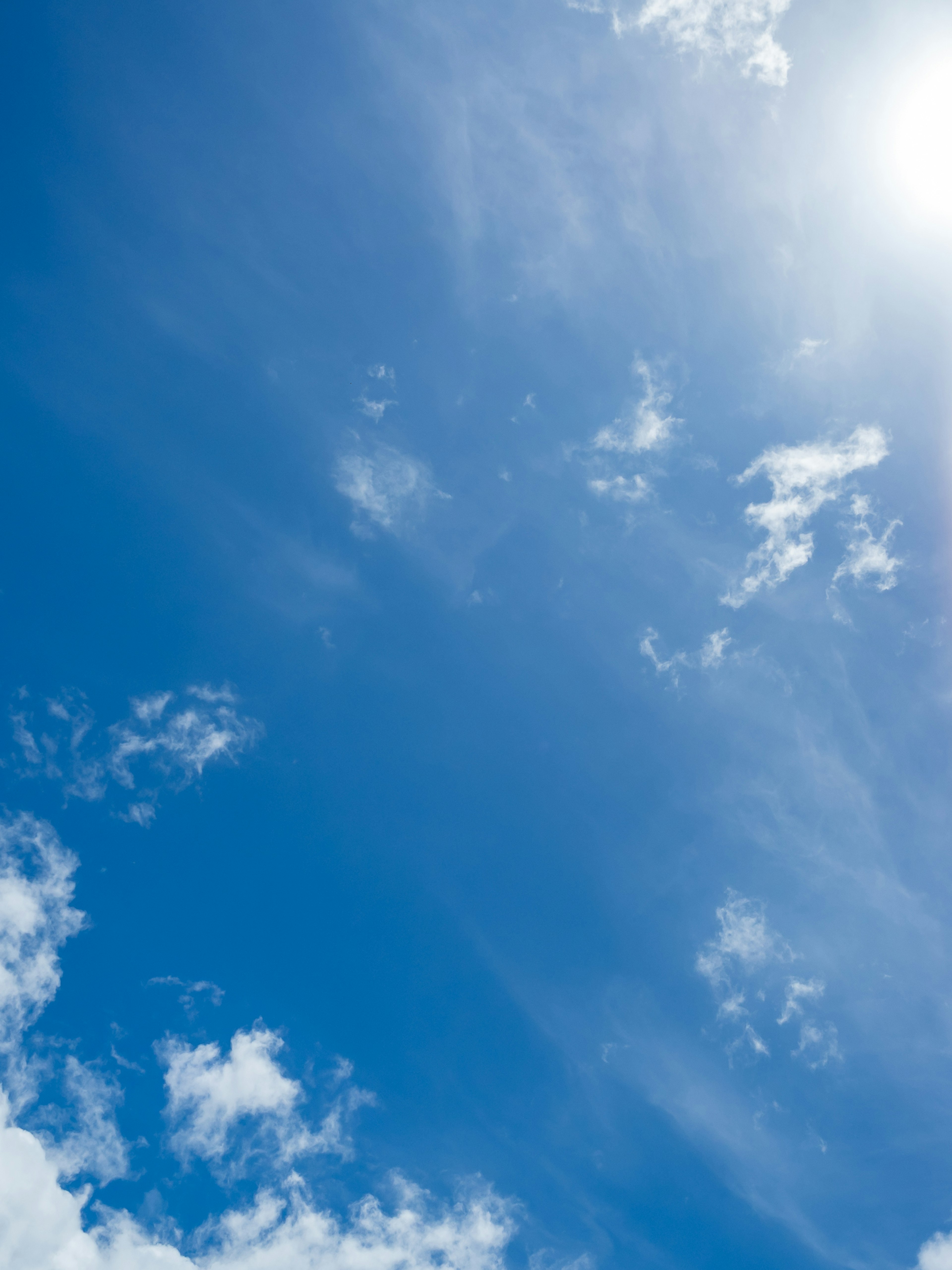 Ciel bleu lumineux avec des nuages blancs épars