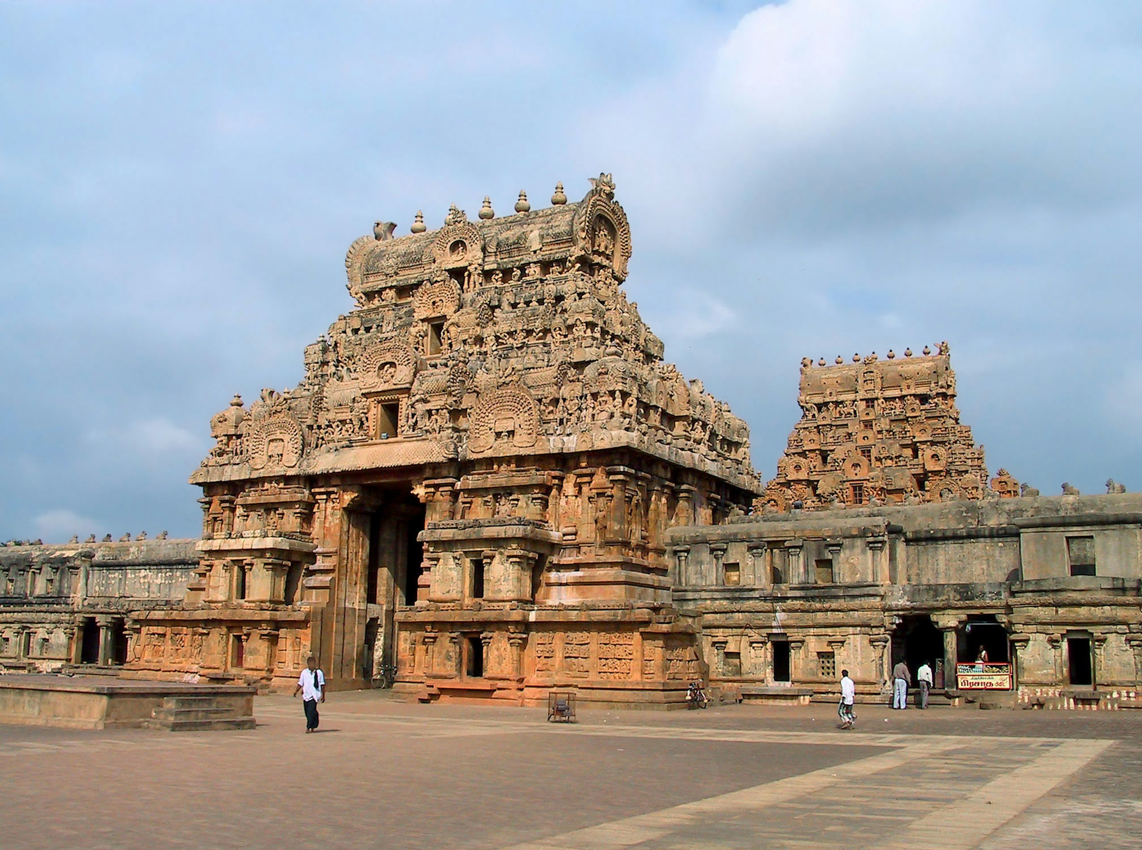 Grand Hindu temple architecture with intricate carvings