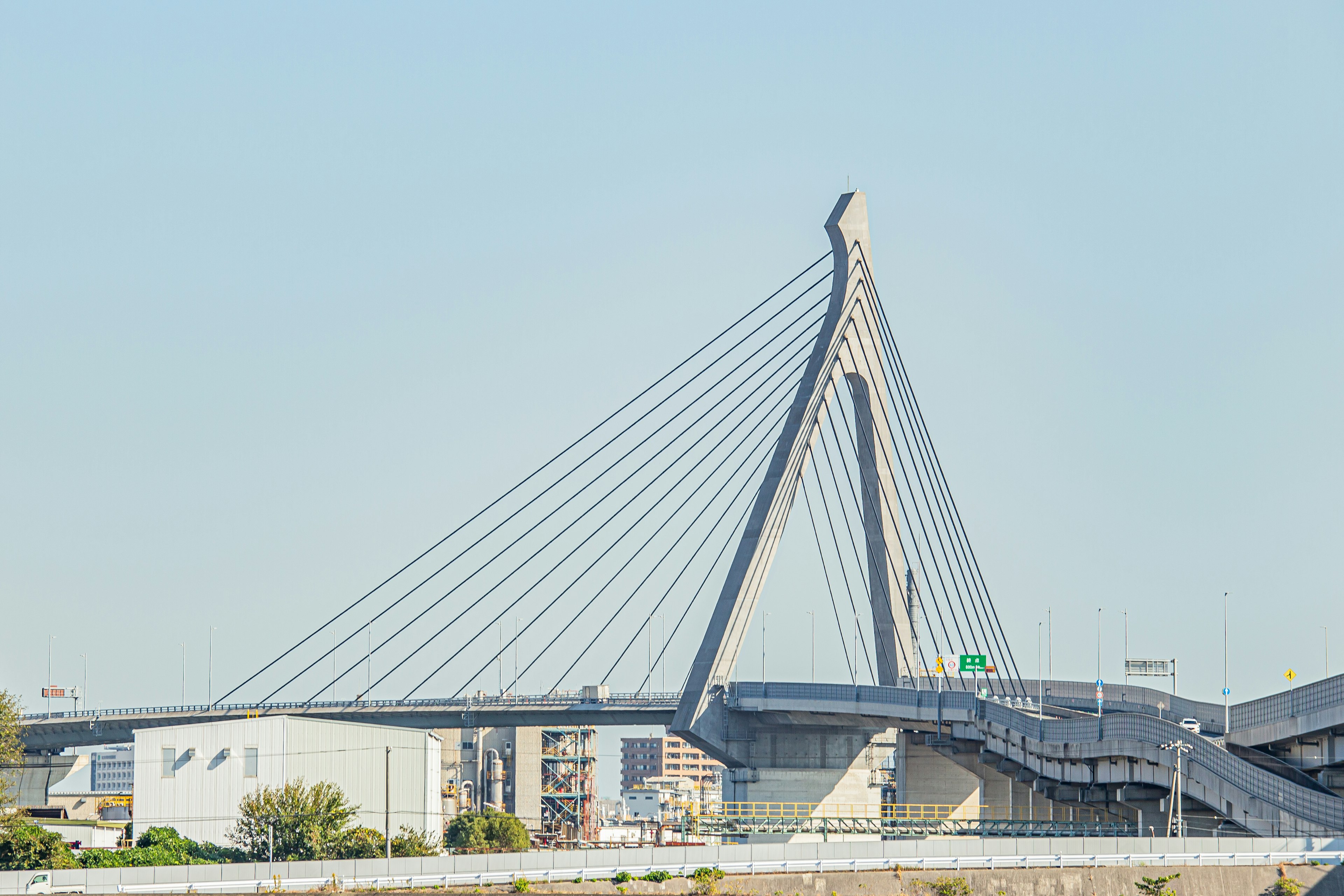 Vue d'un pont à haubans avec une architecture distinctive