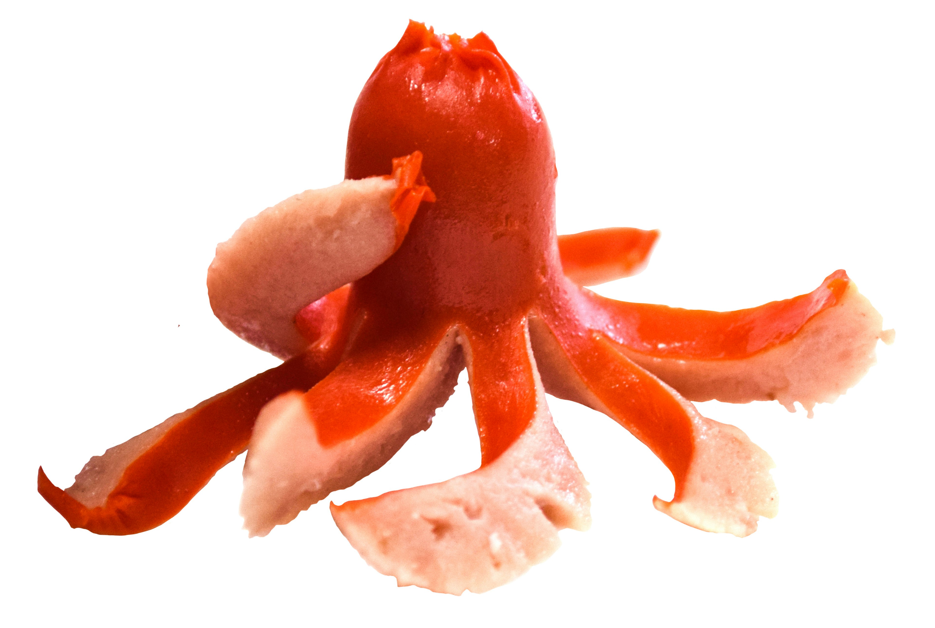 A distinctive red octopus-shaped food item