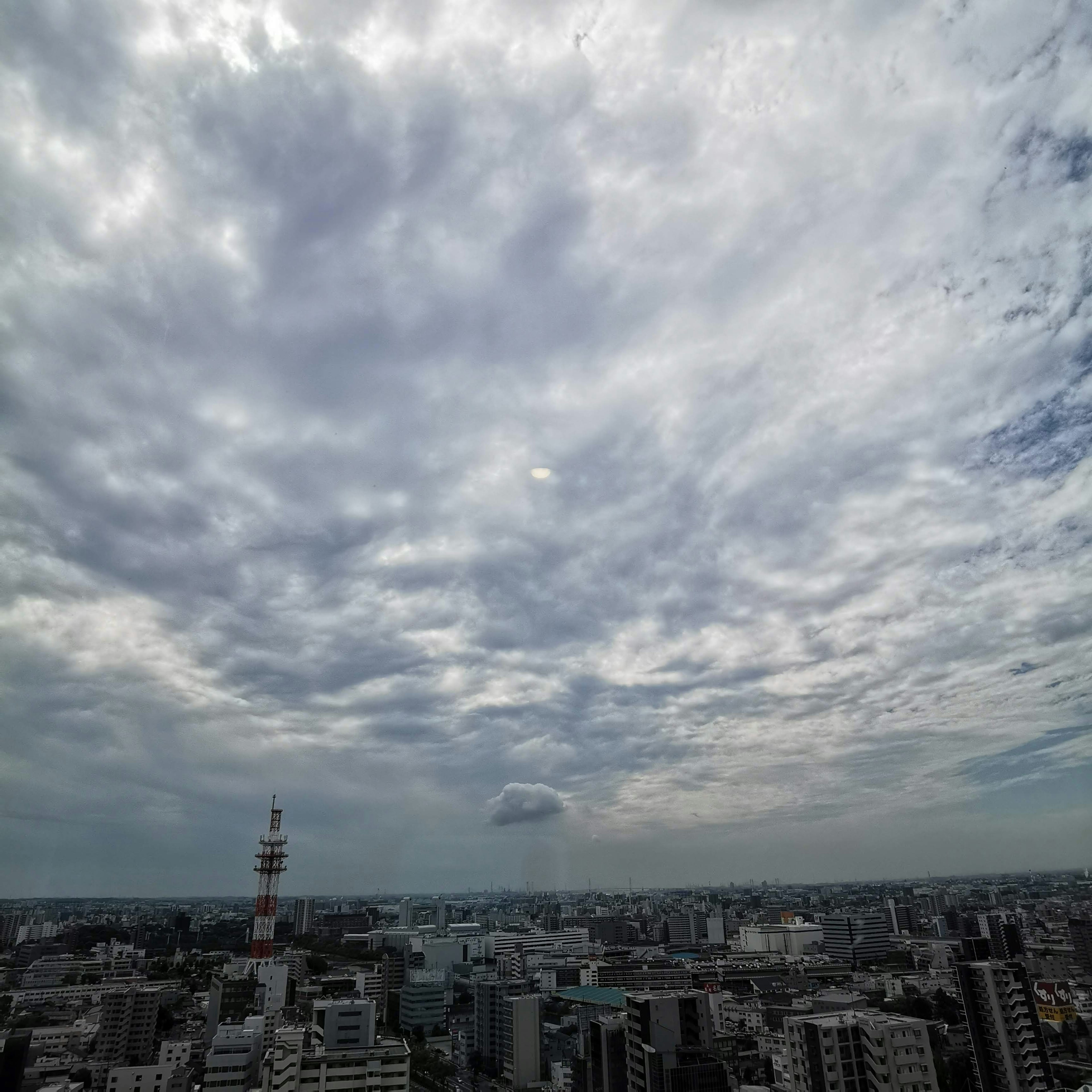 Paisaje urbano de Tokio con cielo nublado